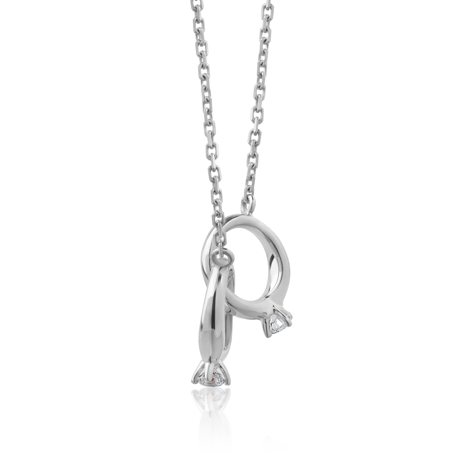 18K white gold pendant necklace with 0.05ct diamonds