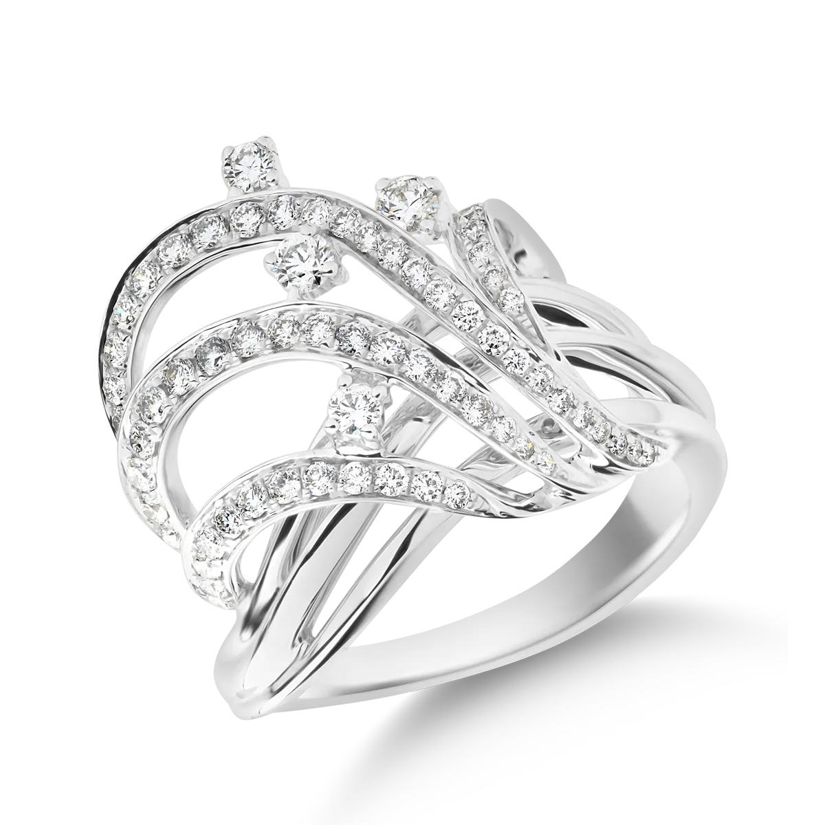 18K fehér arany gyűrű gyémántok 0.63ct