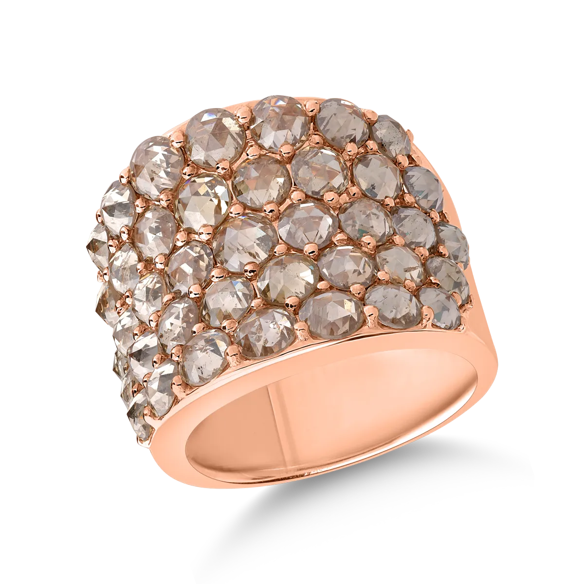 18K rózsaszín arany gyűrű barna gyémántok 6.45ct