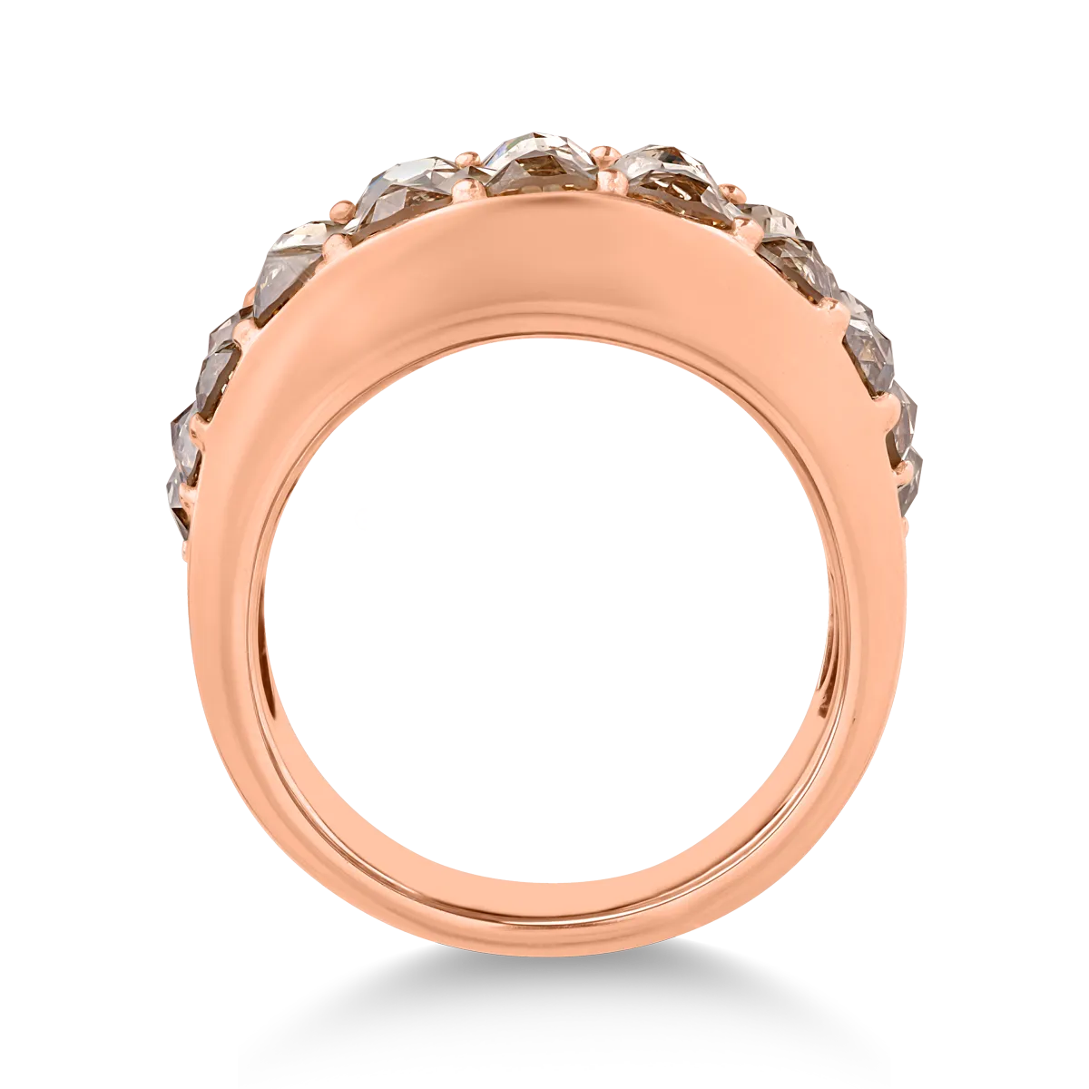 18K rose gold ring with brown diamonds of 6.45ct