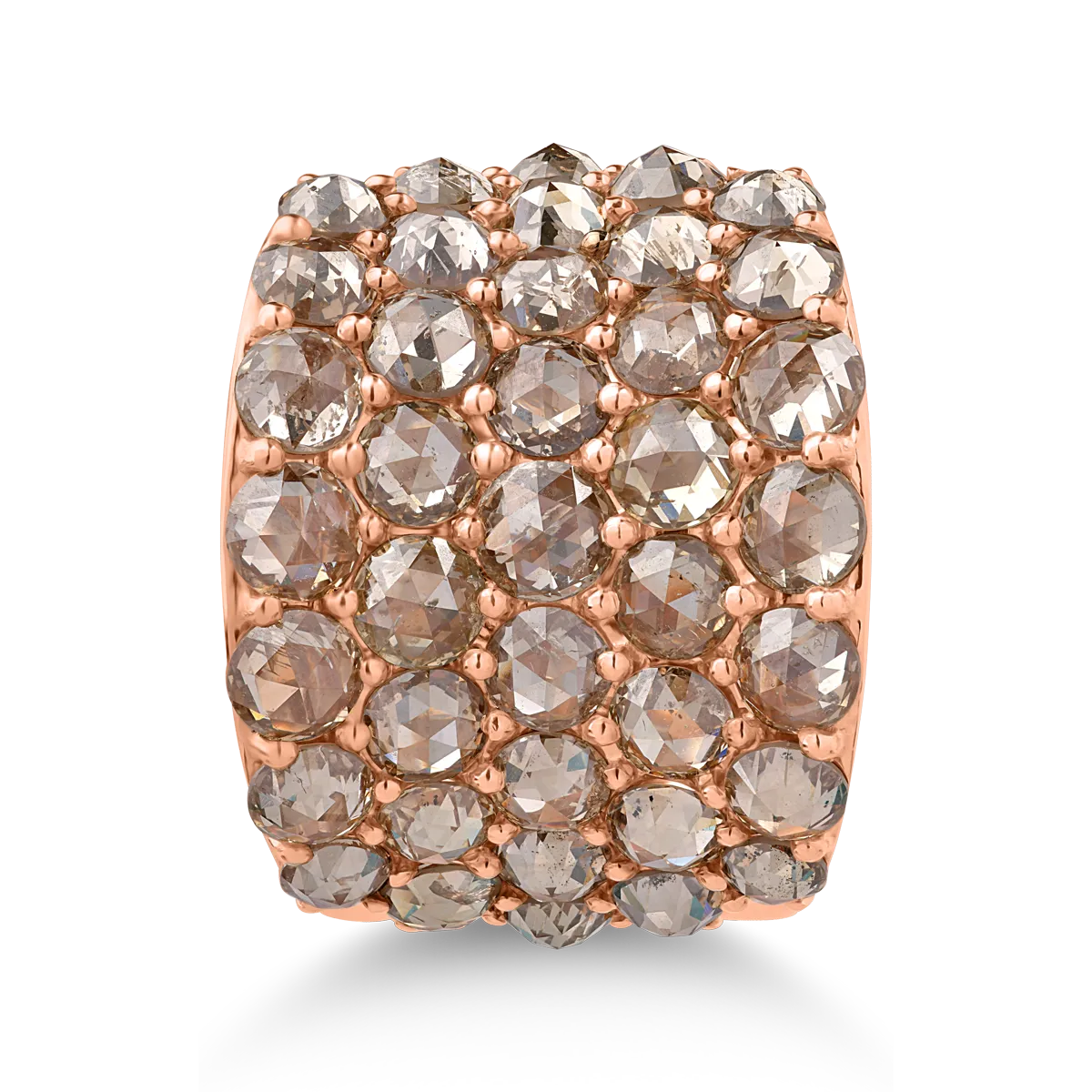 Inel din aur roz de 18K cu diamante maro de 6.45ct