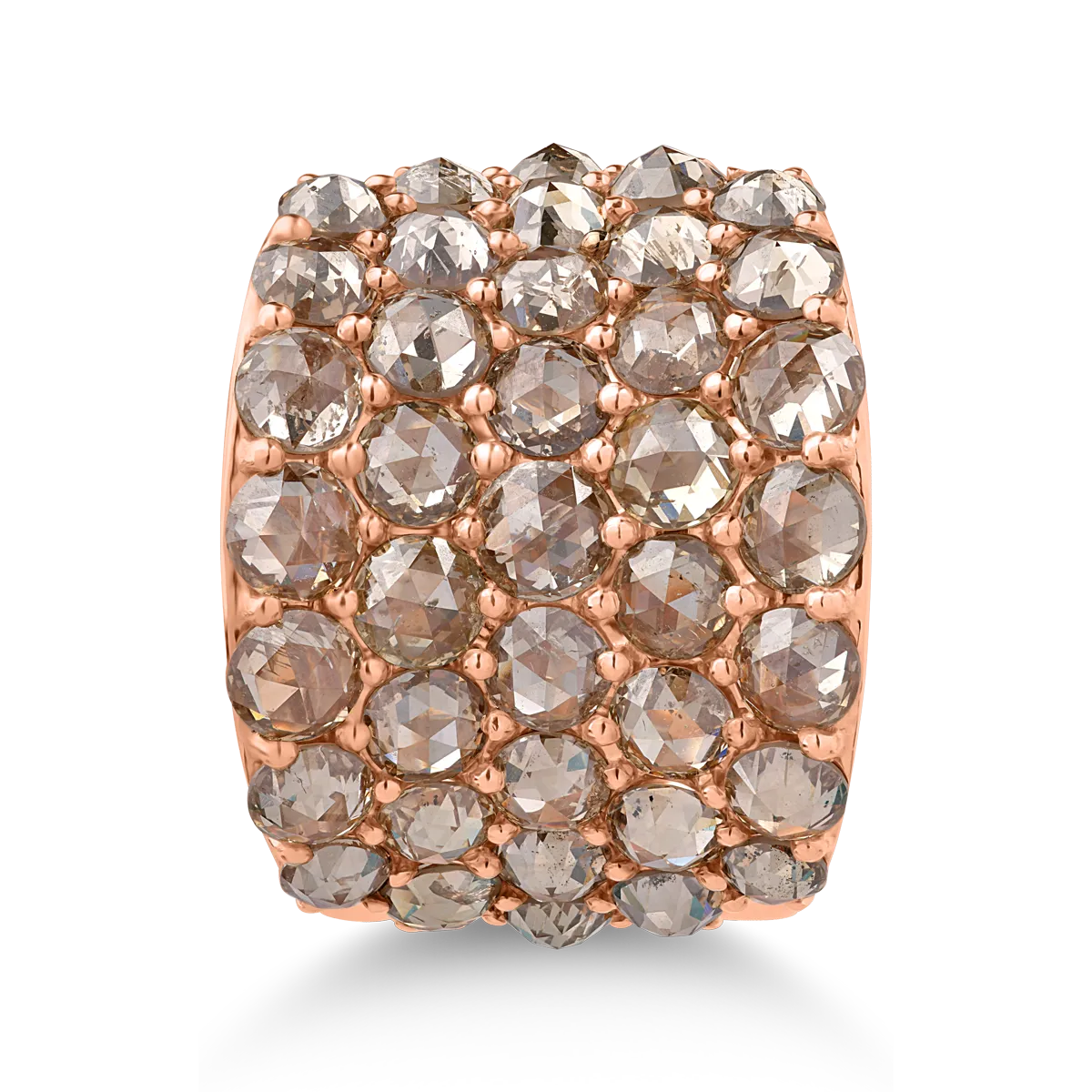 18K rose gold ring with brown diamonds of 6.45ct