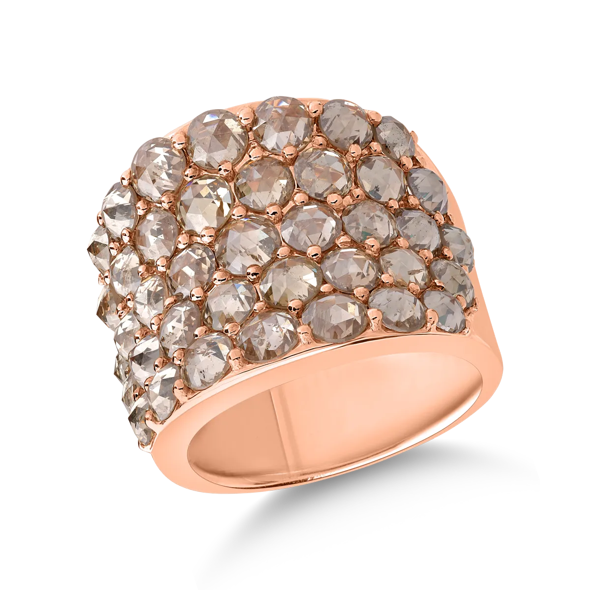 Teilor Inel din aur roz cu diamante maro taietura rose de 6.45ct