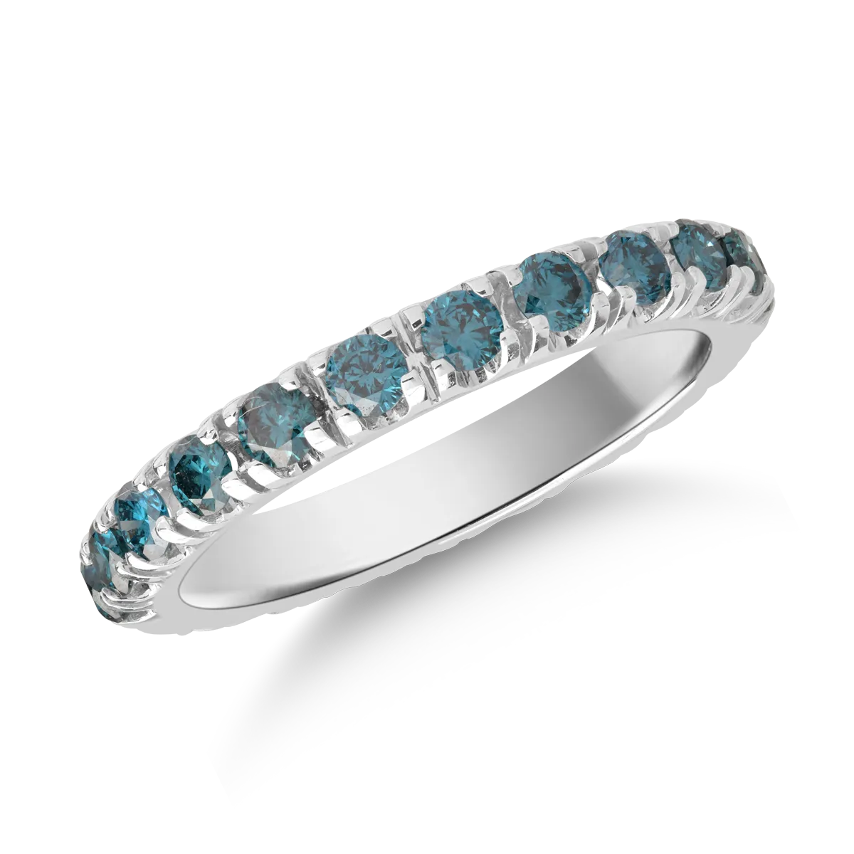 Inel infinity din aur alb de 18K cu diamante albastre de 2.3ct