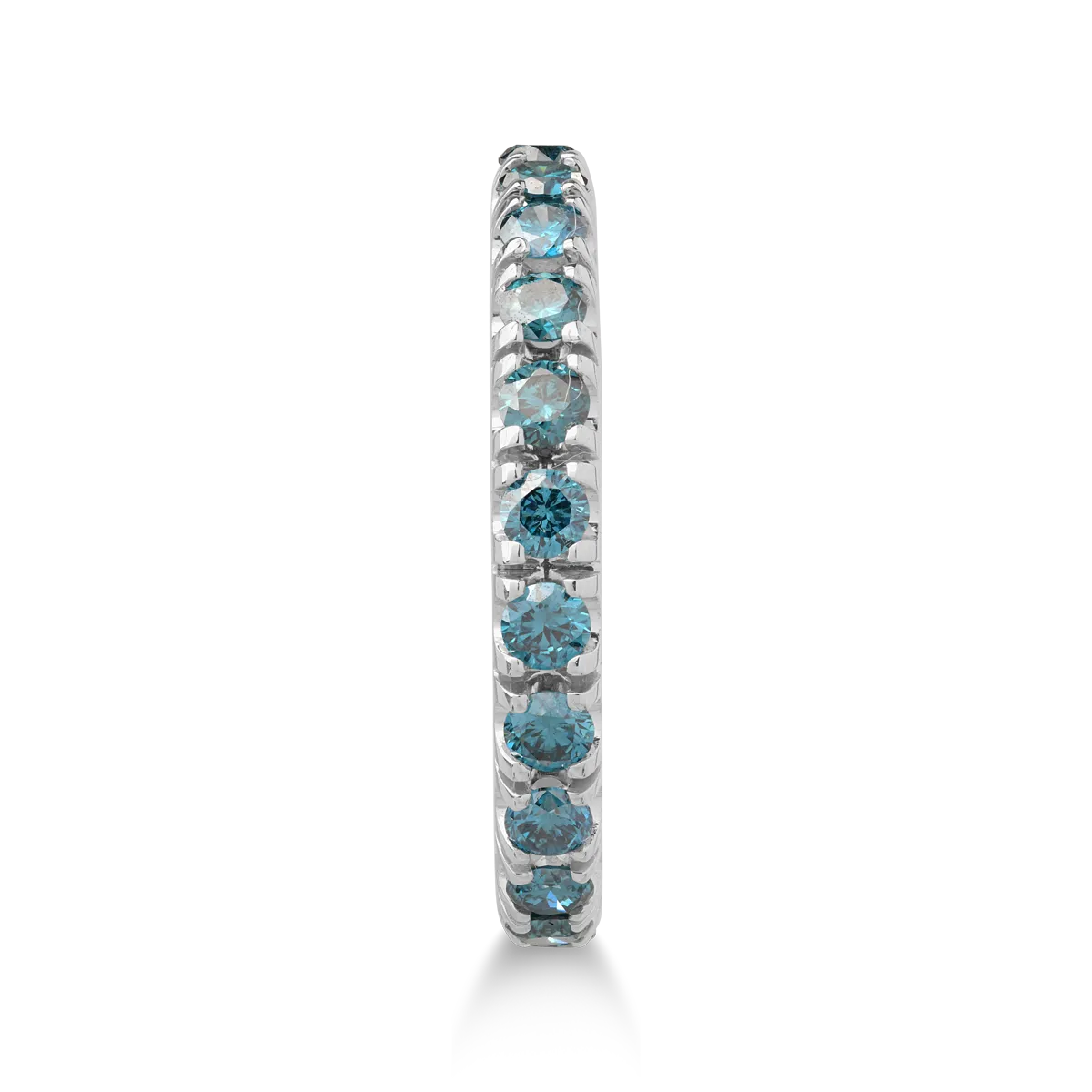 Inel infinity din aur alb de 18K cu diamante albastre de 2.2ct
