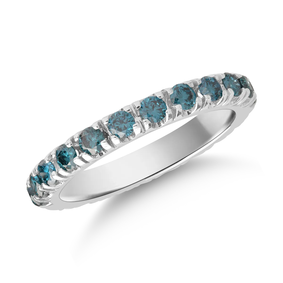 Inel eternity din aur alb cu diamante albastre de 2.2ct