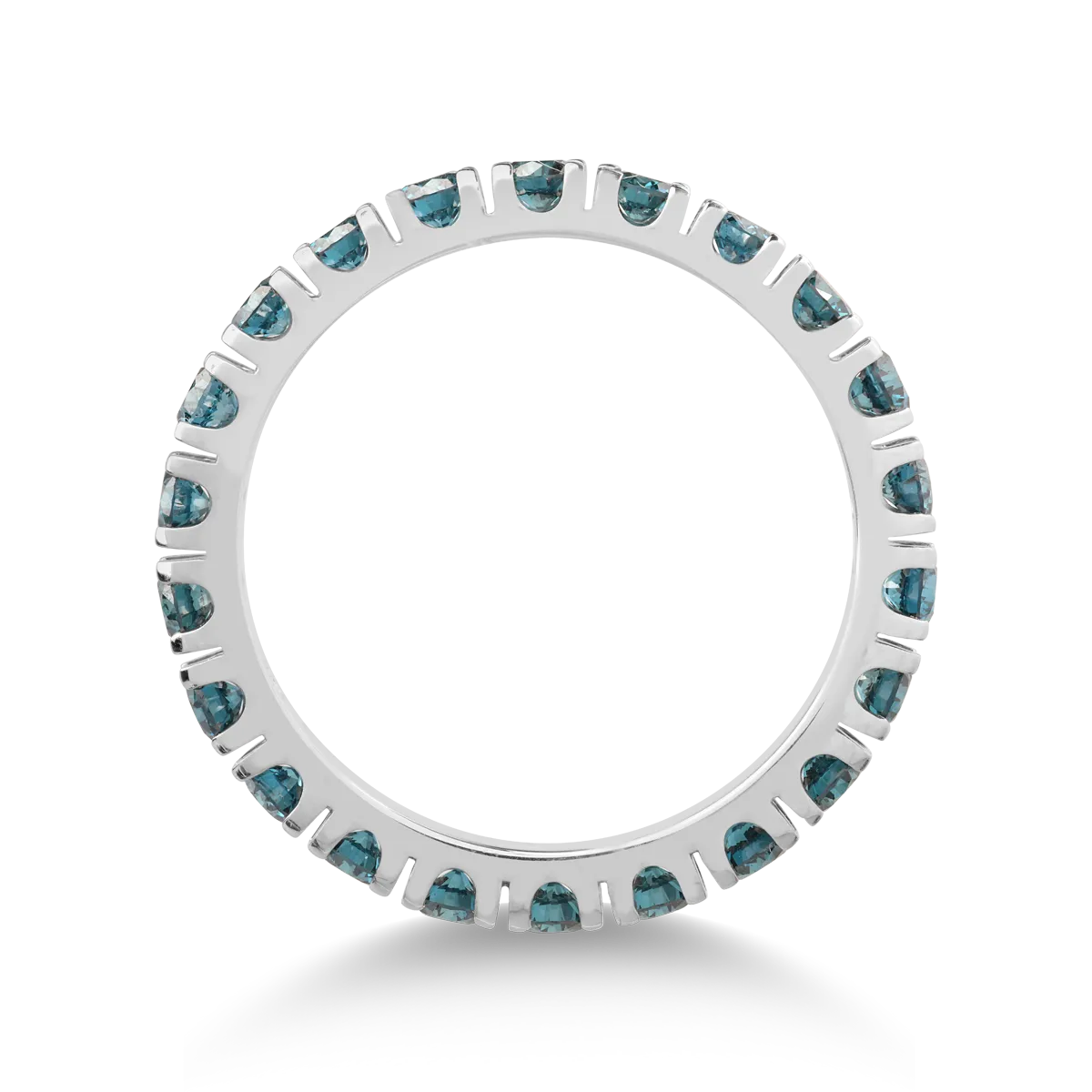 Inel infinity din aur alb de 18K cu diamante albastre de 2.3ct