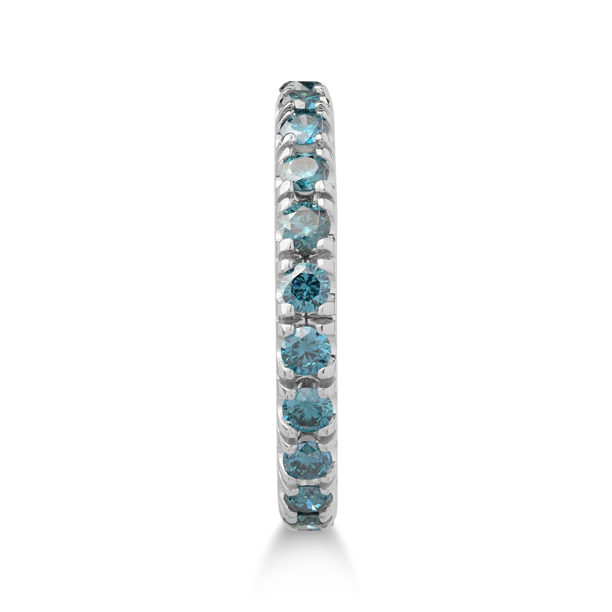 Inel infinity din aur alb de 18K cu diamante albastre de 2.3ct