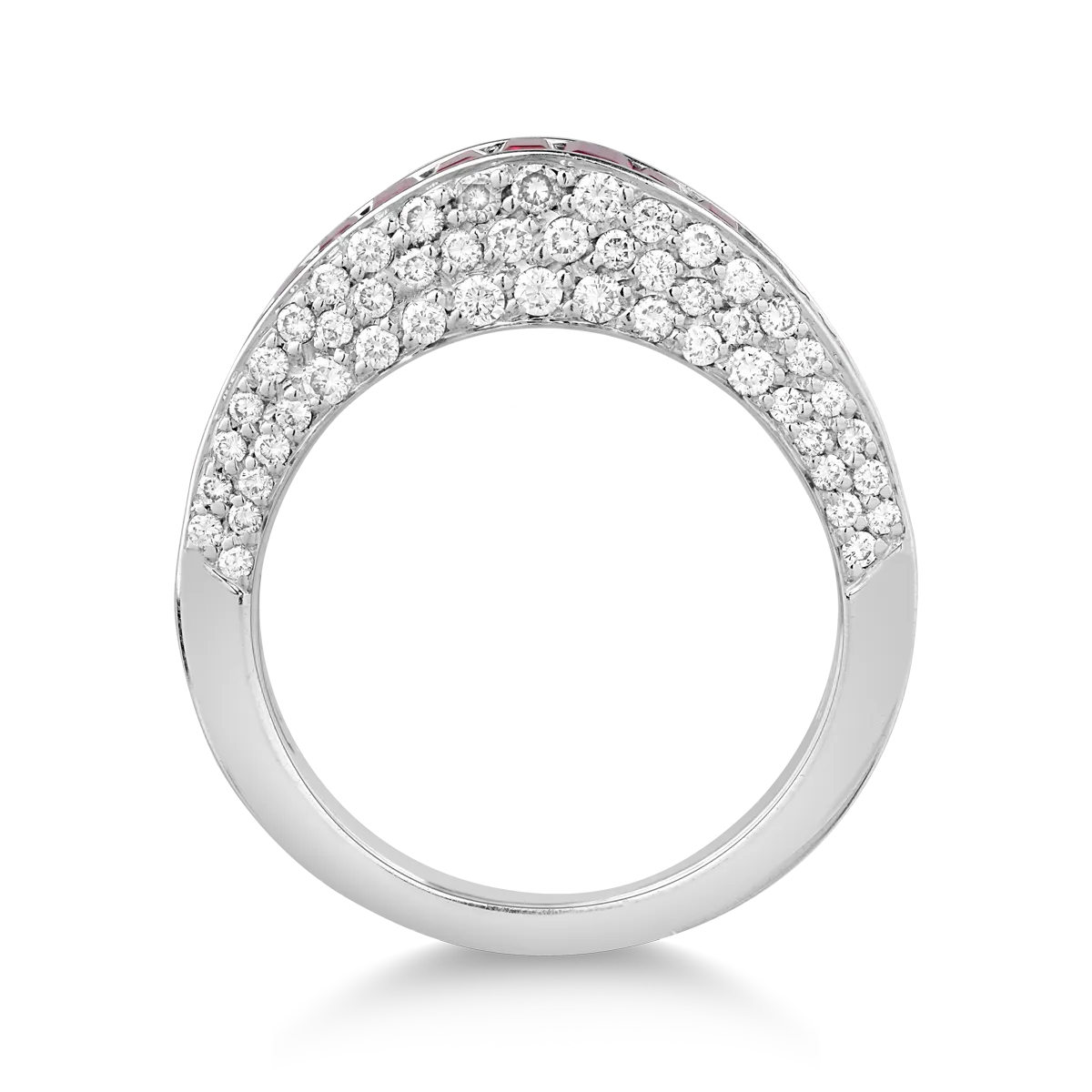 Inel din aur alb cu rubine de 1.7ct si diamante de 0.8ct