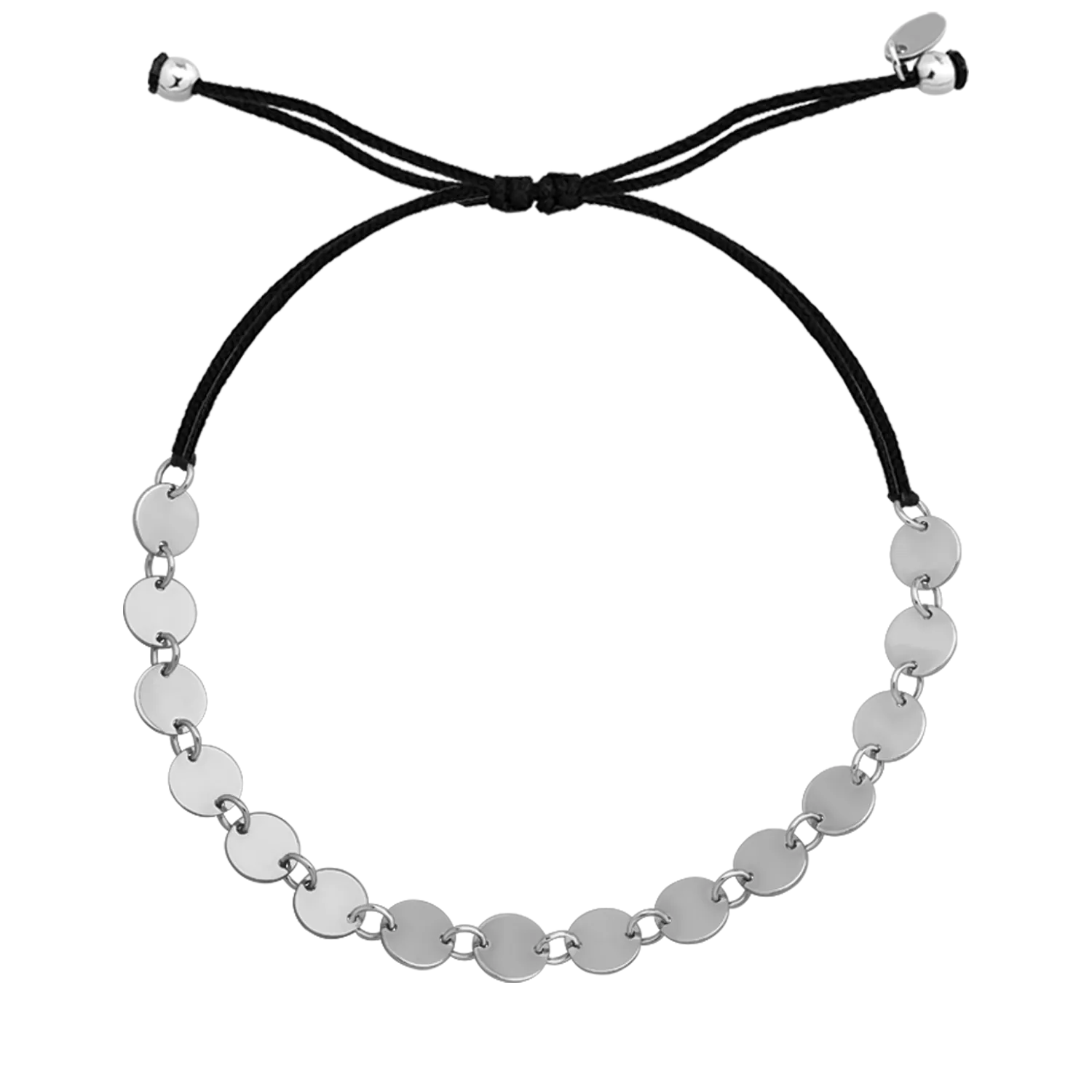 Bratara cu snur negru din aur alb de 14K-234