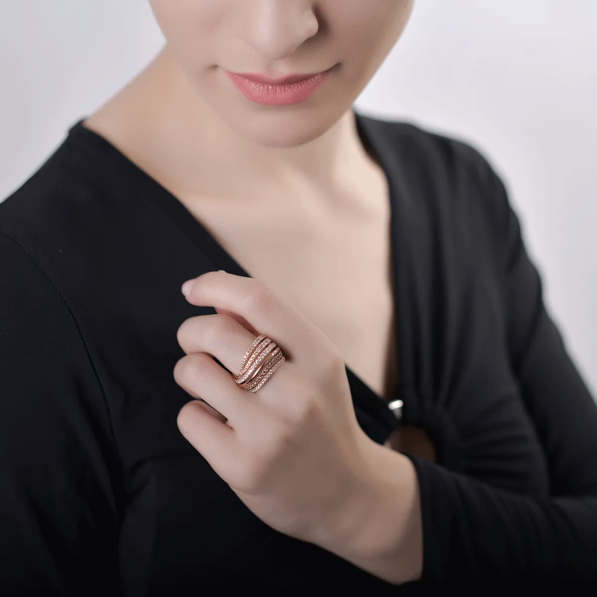 Inel din aur roz cu diamante maro de 1.18ct si diamante transparente de 0.62ct
