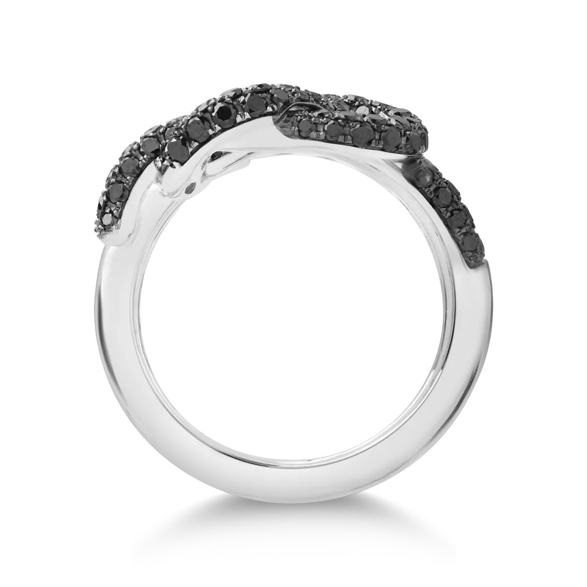 18K white gold ring with black diamonds of 1.23ct