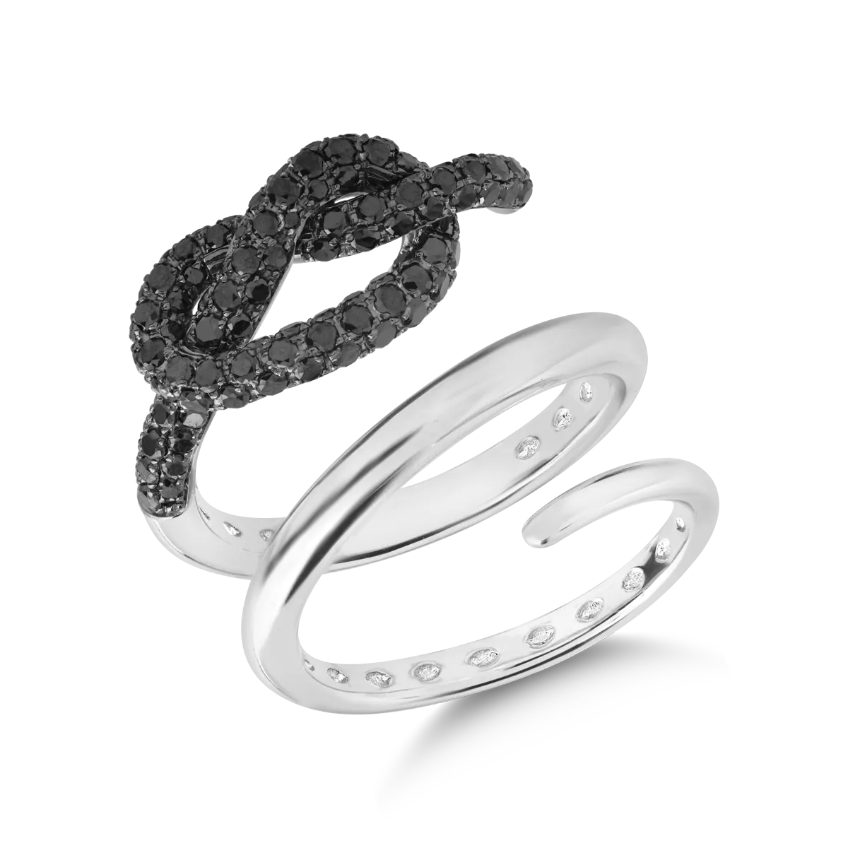 Teilor Inel din aur alb cu diamante negre de 1.23ct