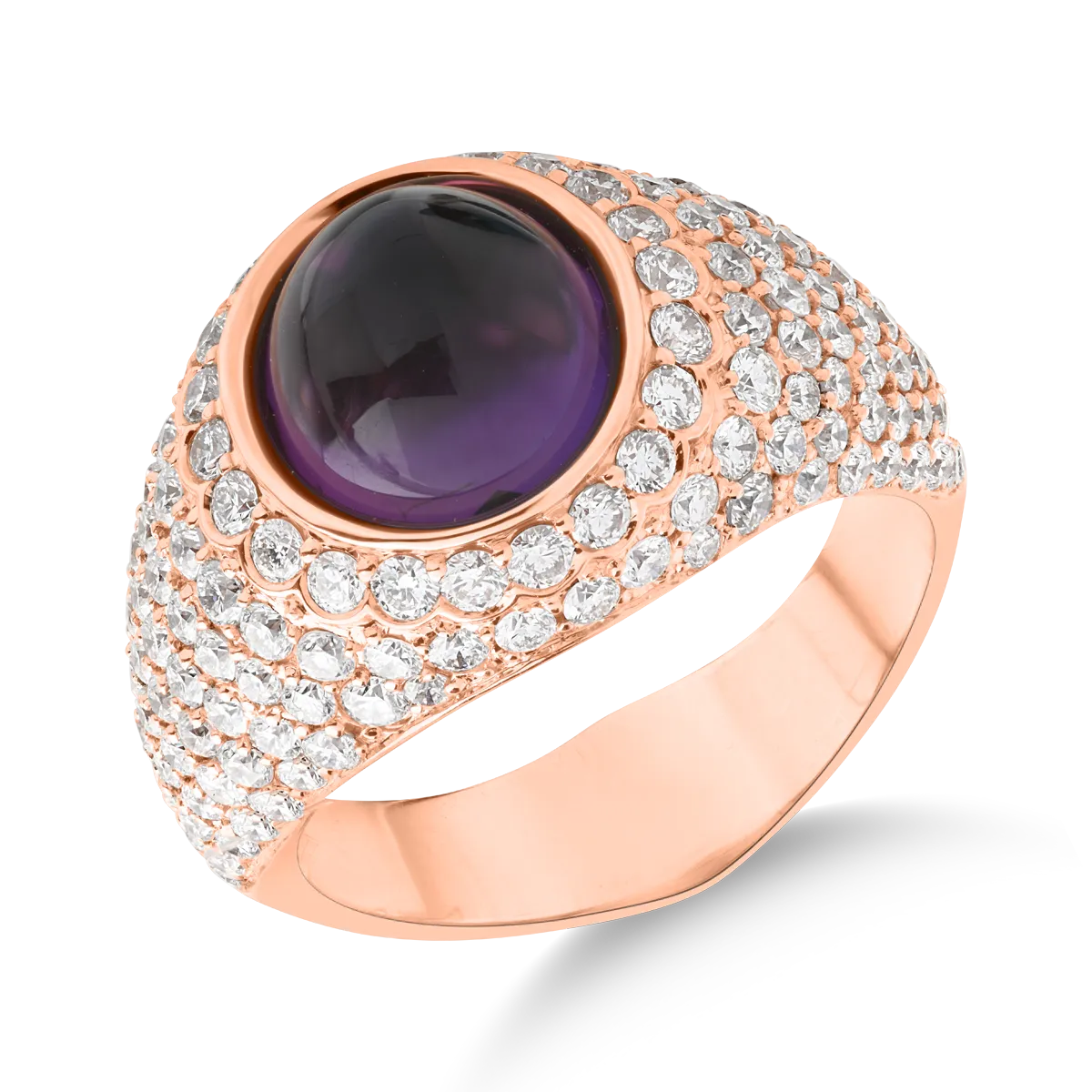 18K rose gold ring with amethyst of 3.71ct and diamonds of 2.12ct