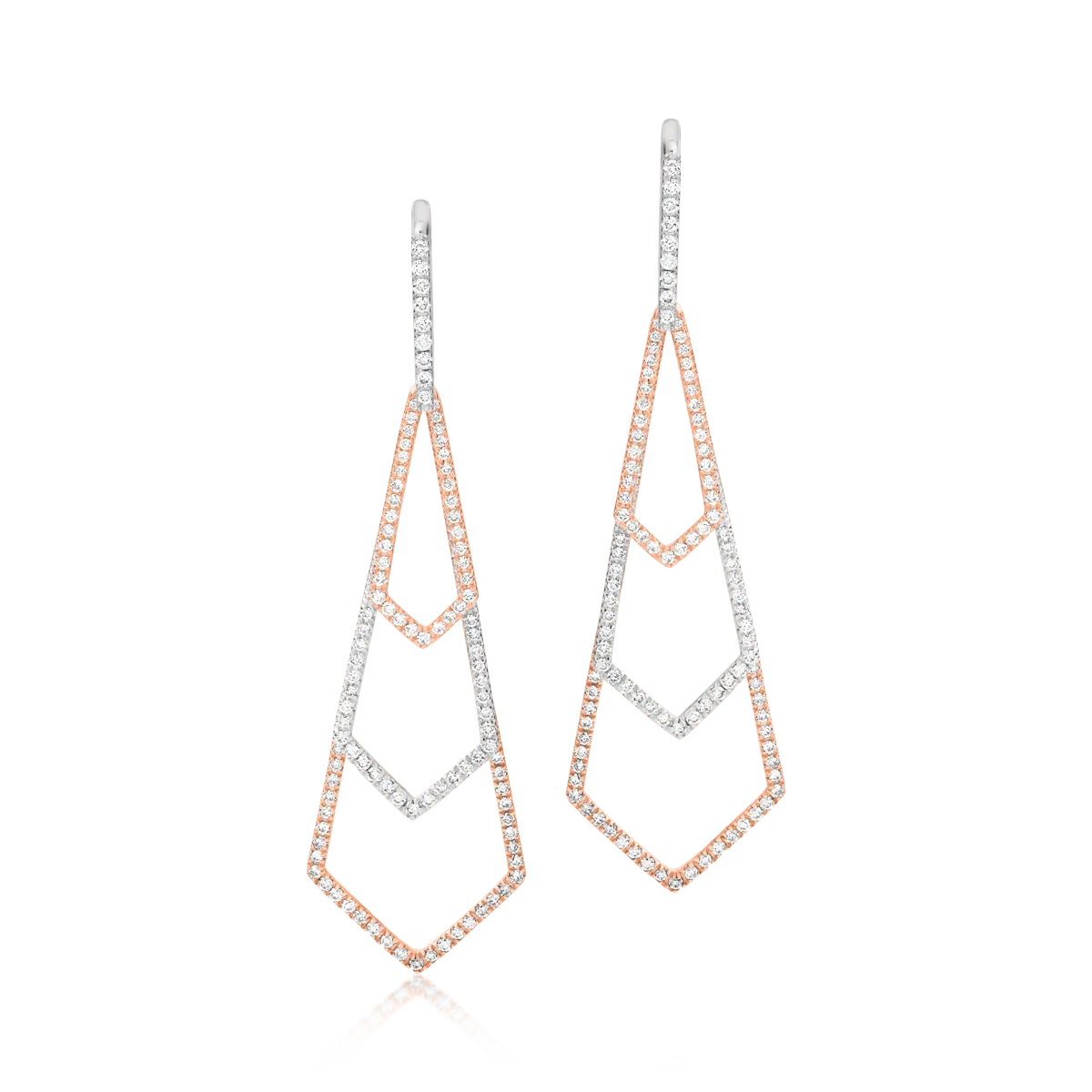 18K white-rose gold earrings with diamonds of 1.92ct