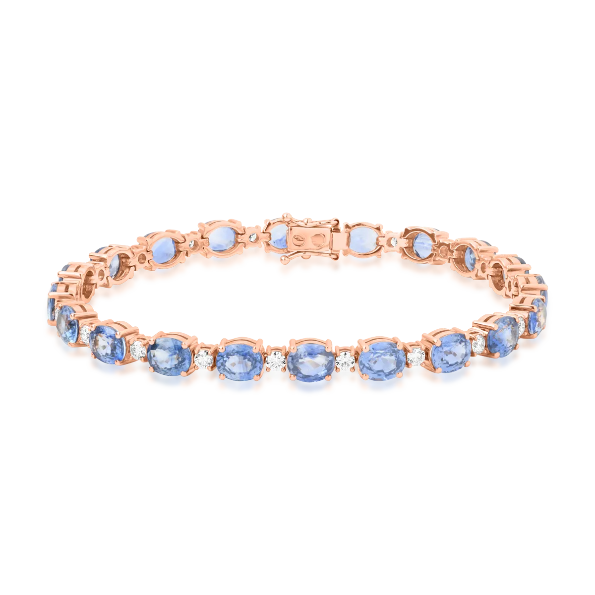 Bratara tennis din aur roz cu safire de 17.4ct si diamante de 1.37ct