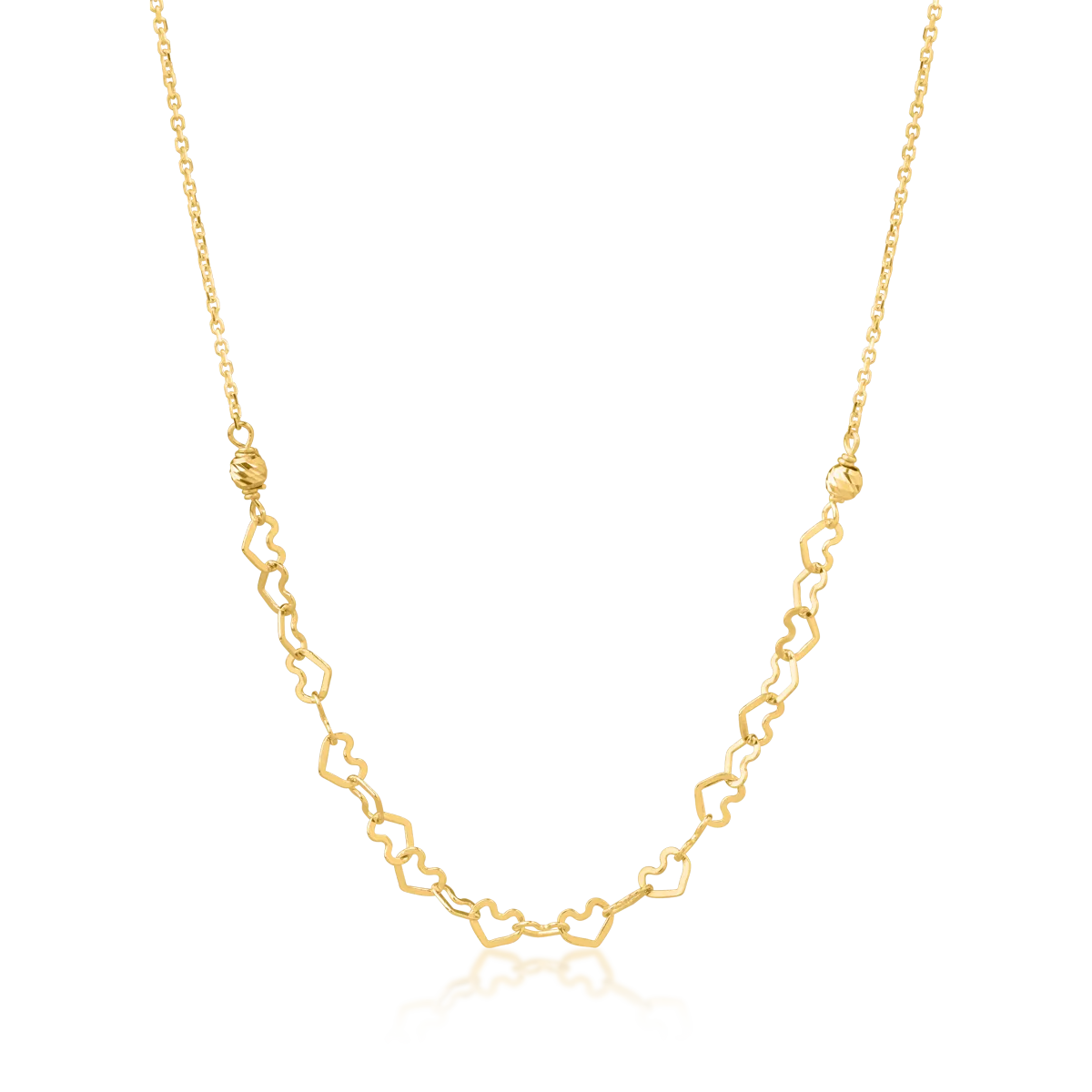 Yellow gold chain with heart pendant