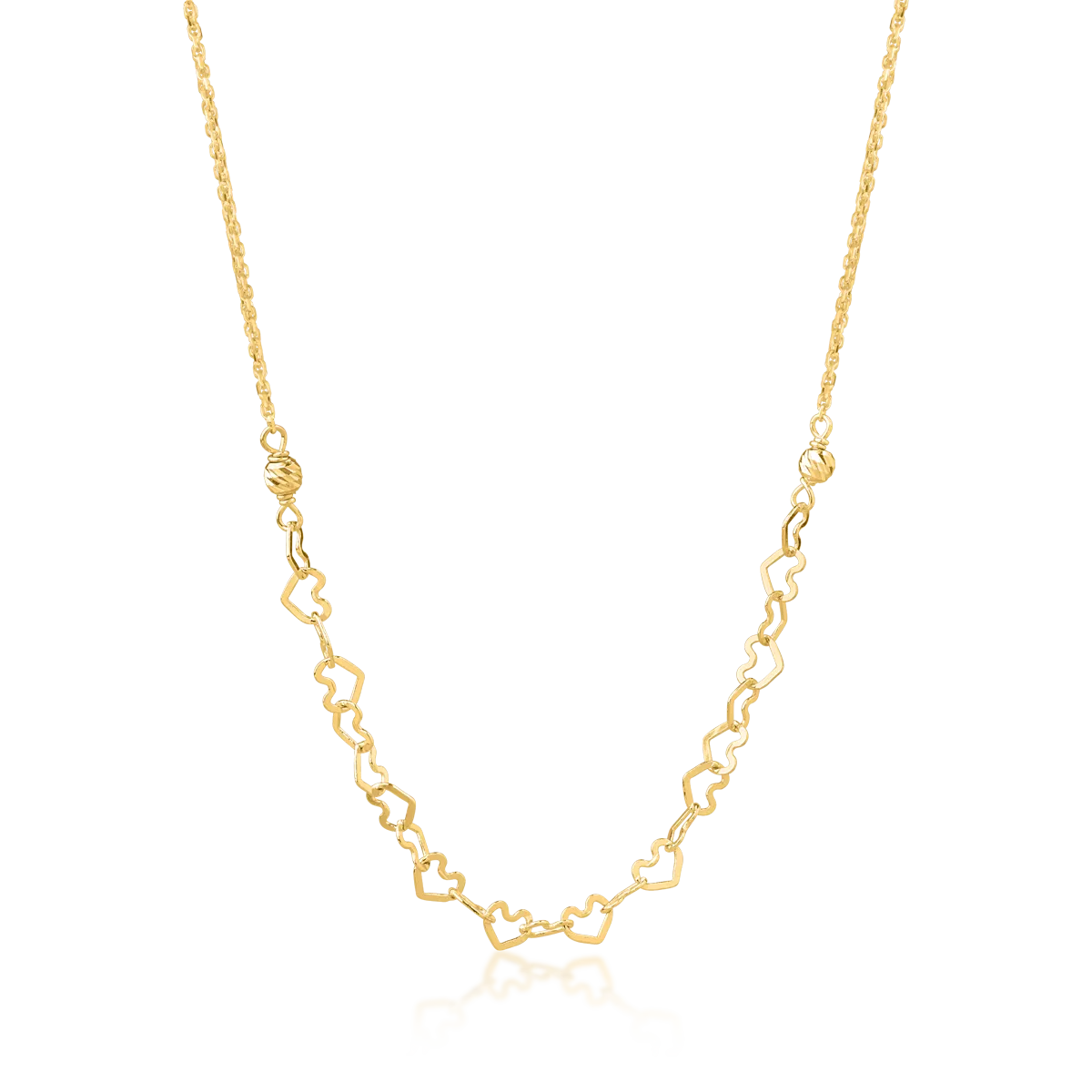 Yellow gold chain with heart pendant