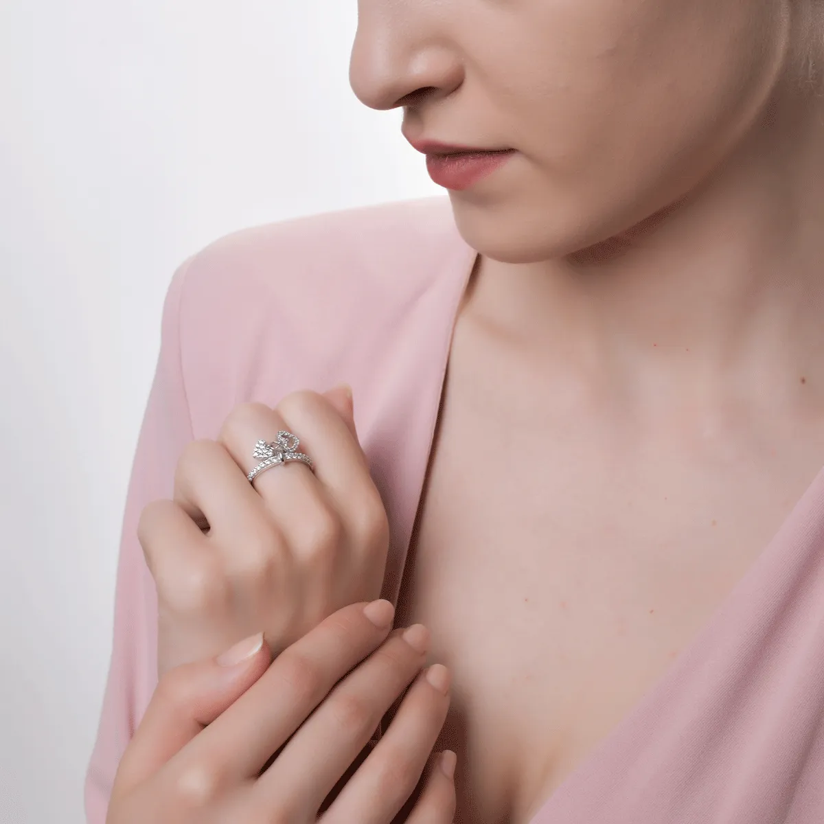 Пръстен от бяло злато 14K