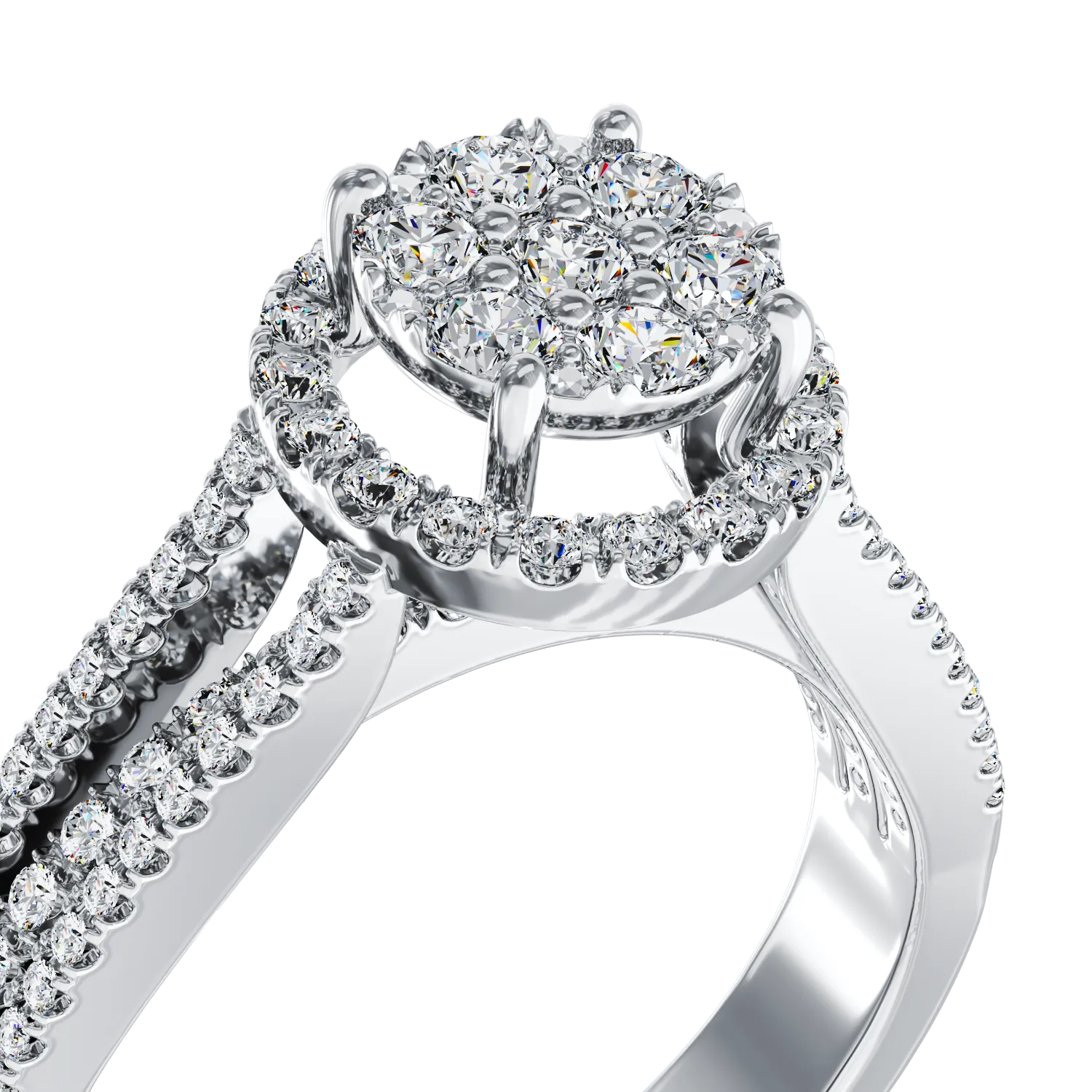 Годежен пръстен от 18K бяло злато с 0.57ct диаманти