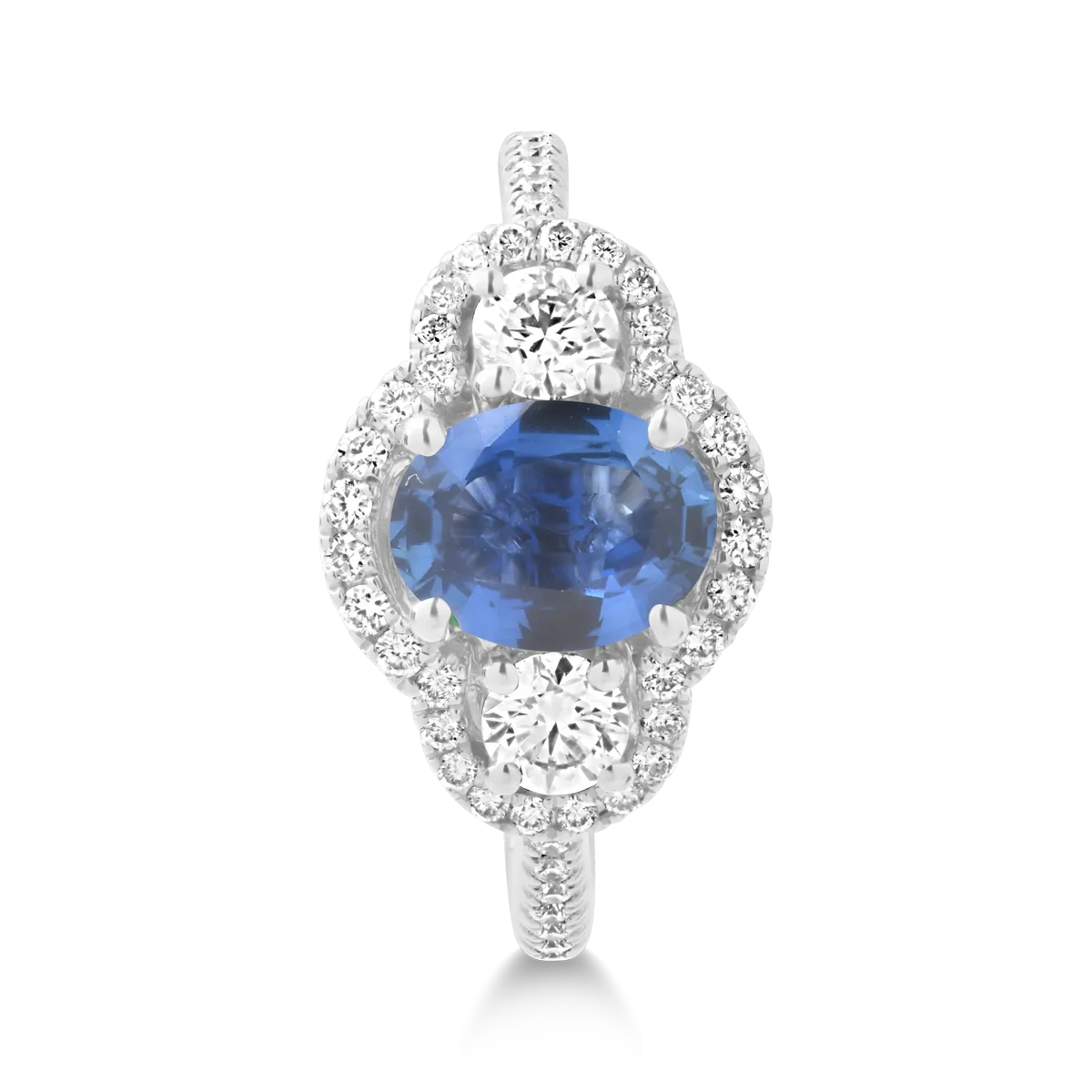 Inel din aur alb de 18K cu safir de 1.31ct si diamante de 0.68ct - 2 | YEO