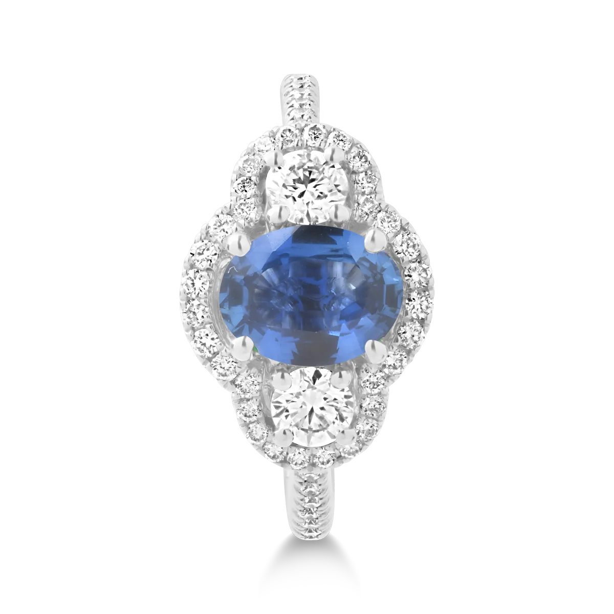 18K white gold ring with 1.31ct sapphire and 0.68ct diamonds