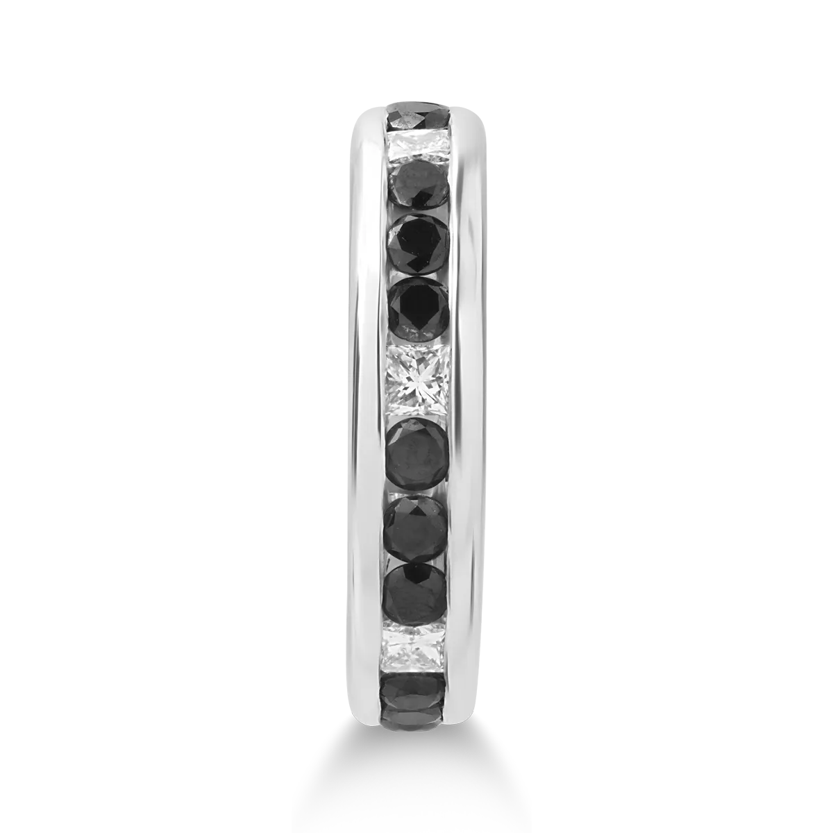 Inel din aur alb cu diamante princess de 0.5ct si diamante negre de 1.5ct - imagine 3
