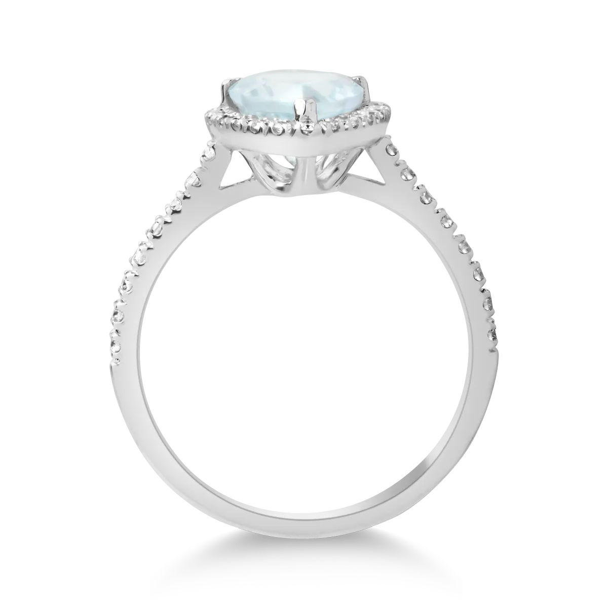 18 karátos fehérarany gyűrű 1,67 karátos akvamarinnal és 0,47 karátos gyémántokkal