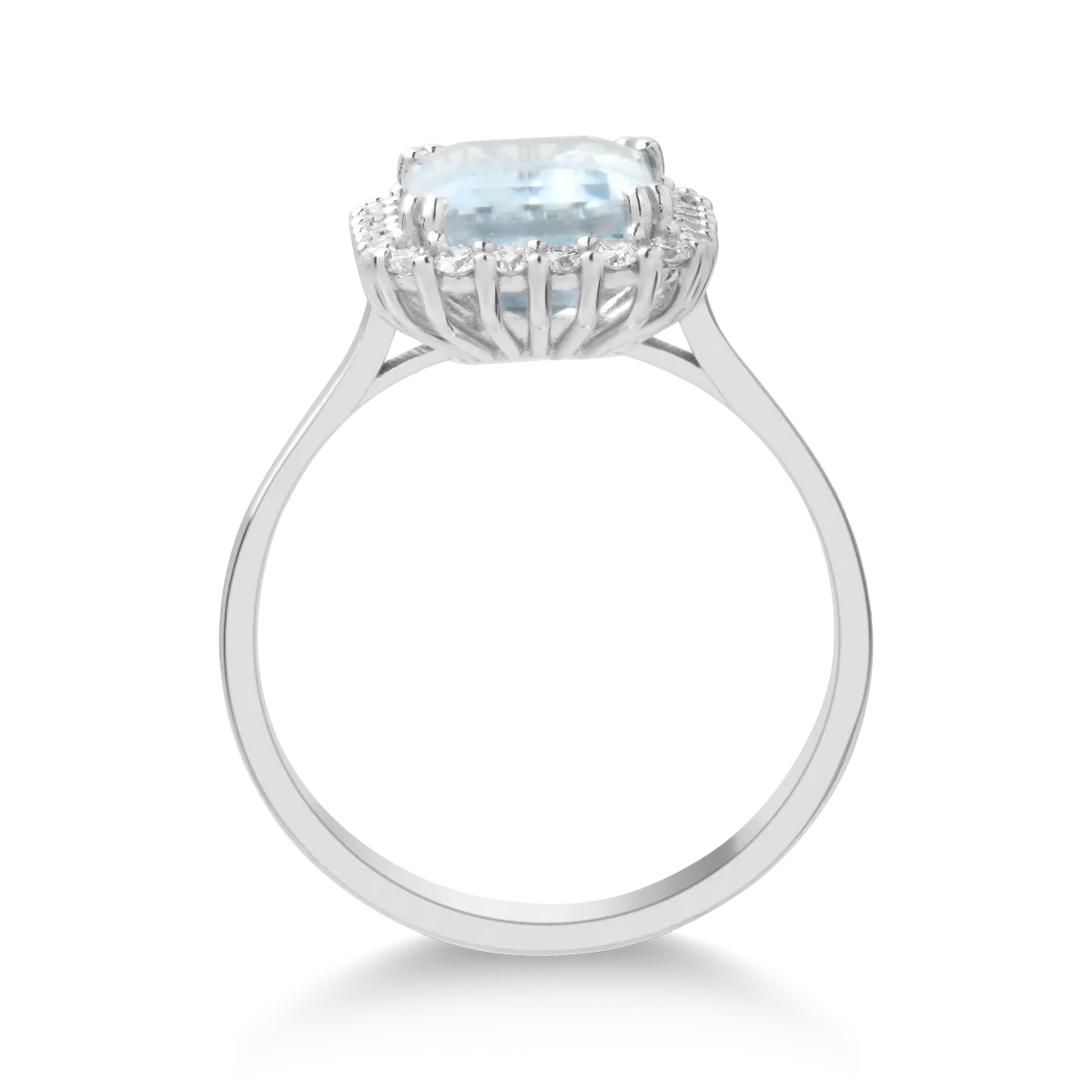 Inel din aur alb cu acvamarine de 2ct si diamante de 0.2ct