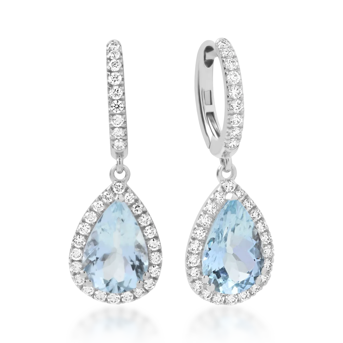 18K white gold earrings with 2.88ct aquamarines and 0.52ct diamonds