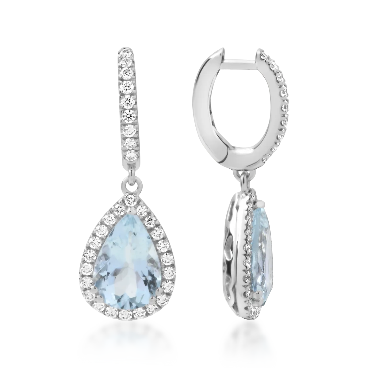 18K white gold earrings with 2.88ct aquamarines and 0.52ct diamonds