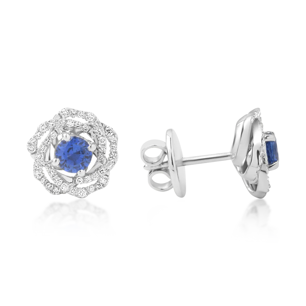 18K white gold earrings with 0.7ct sapphires and 0.26ct diamonds