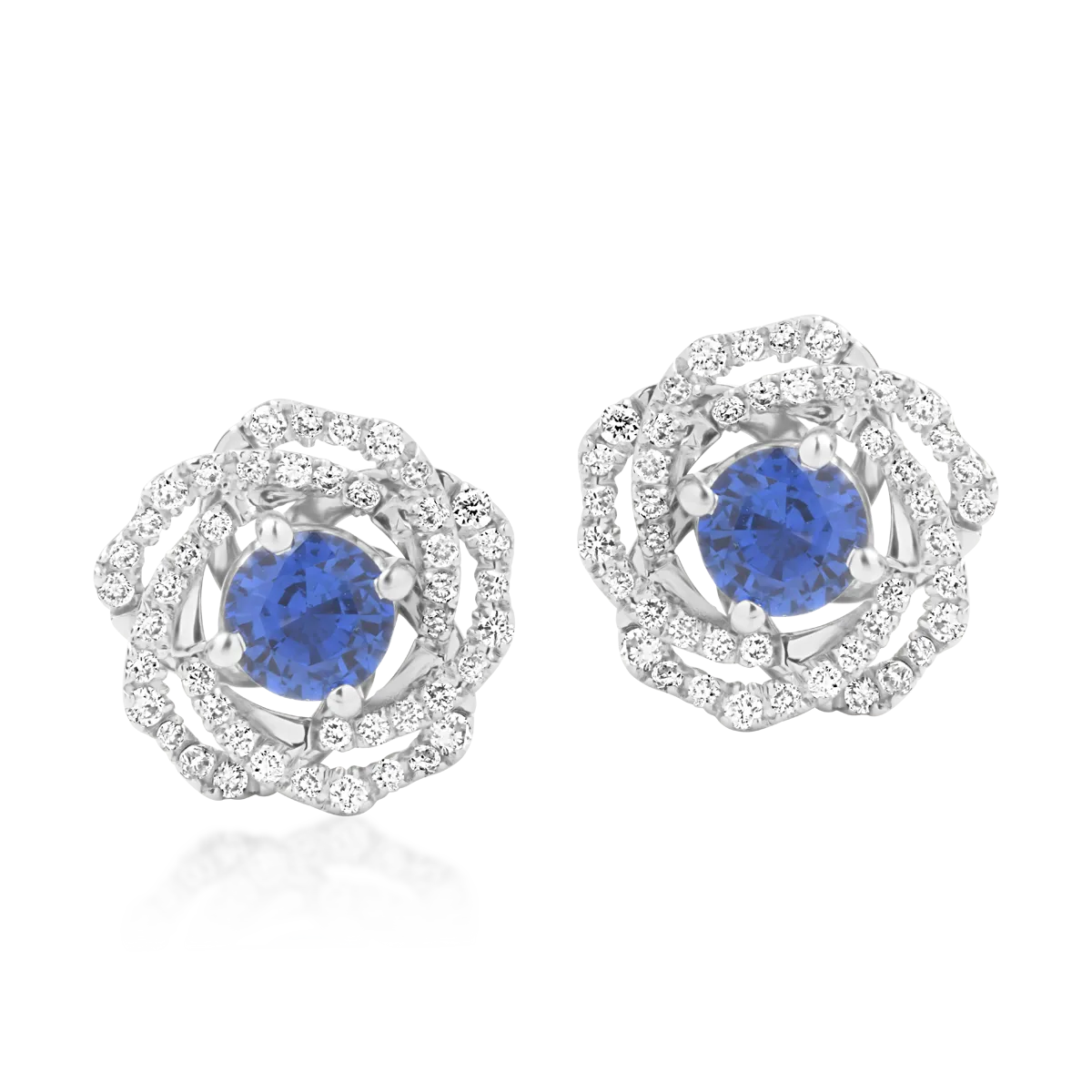Cercei din aur alb de 18K cu safire de 0.7ct si diamante de 0.26ct-123868