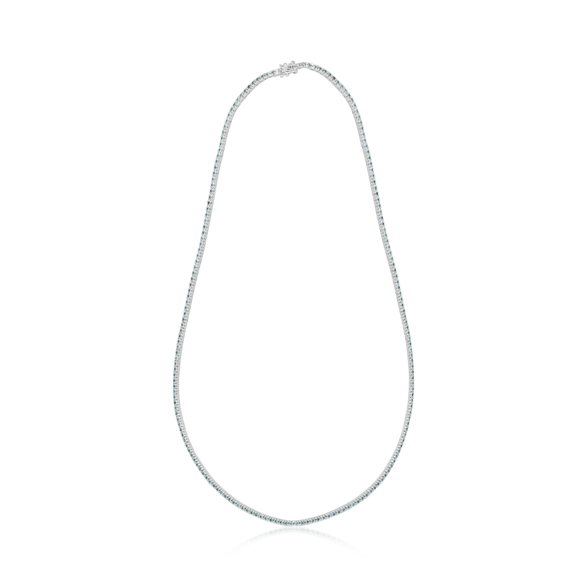 Colier tennis din aur alb cu diamante albastre de 4.35ct