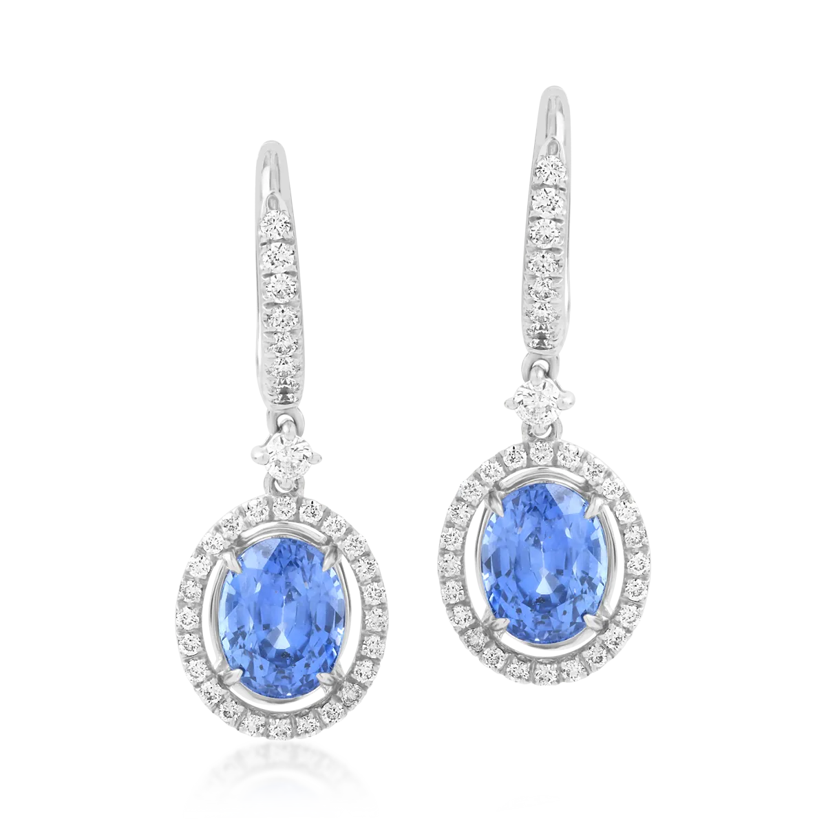 18K white gold earrings with 3.52ct sapphires and 0.48ct diamonds