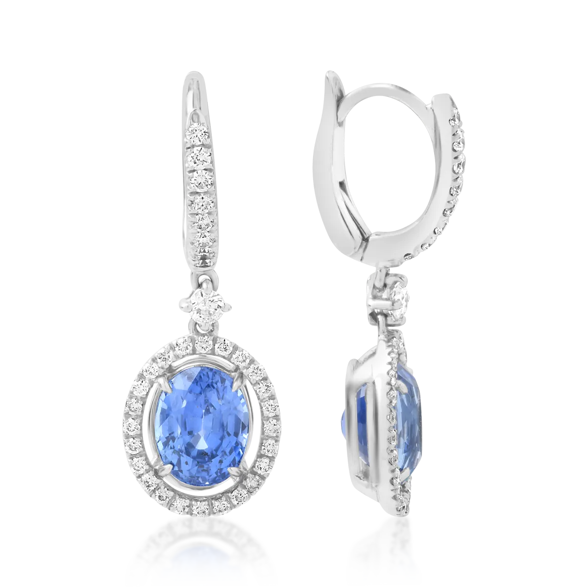 18K white gold earrings with 3.52ct sapphires and 0.48ct diamonds