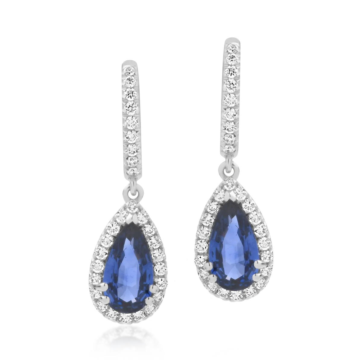 18K white gold earrings with 2.52ct sapphires and 0.54ct diamonds