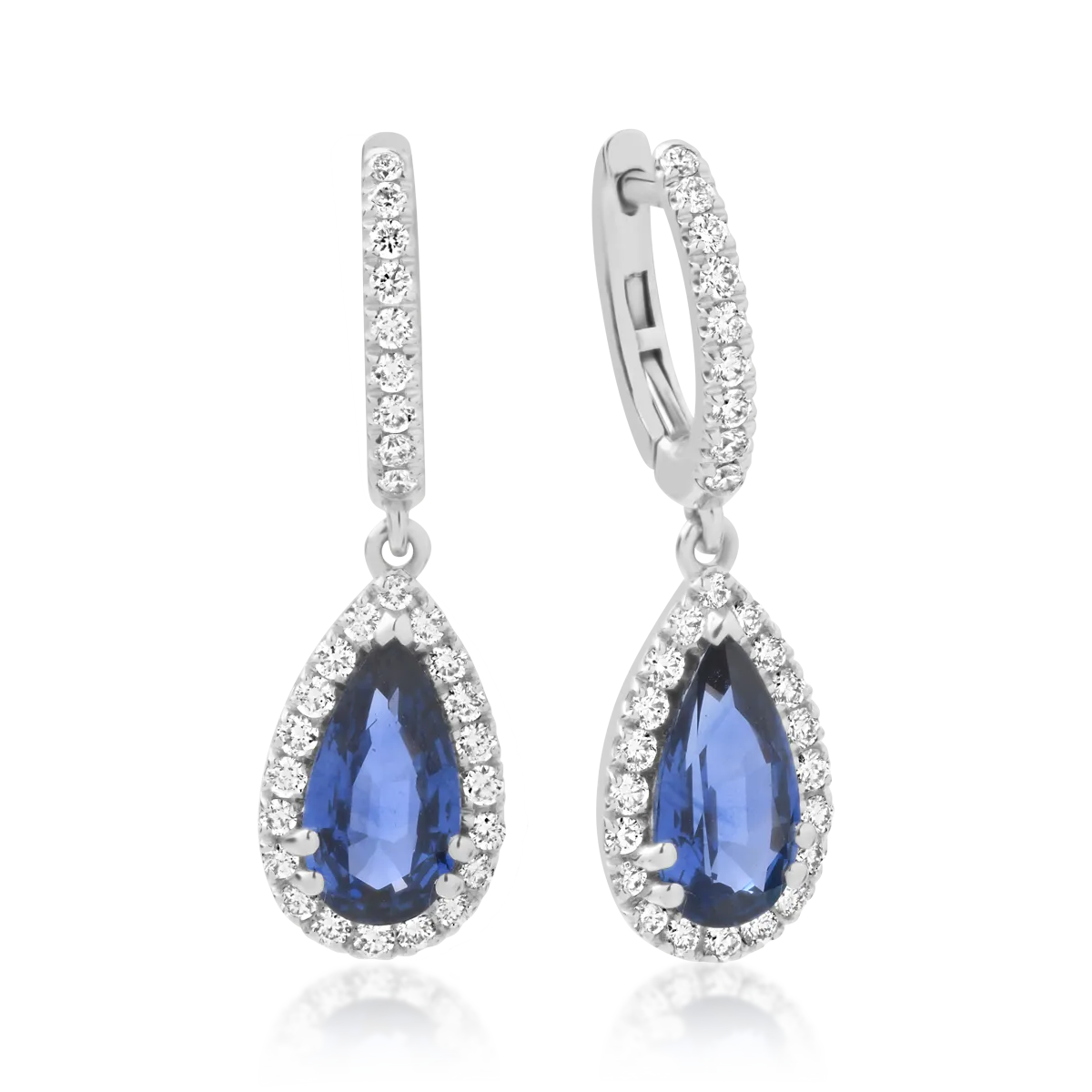 18K white gold earrings with 2.52ct sapphires and 0.54ct diamonds