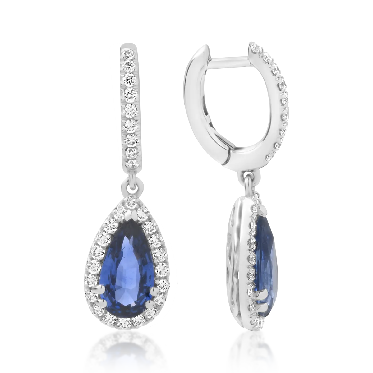 18K white gold earrings with 2.52ct sapphires and 0.54ct diamonds