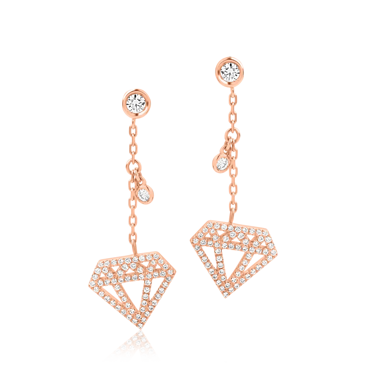 Teilor Cercei din aur roz cu diamante de 0.64ct