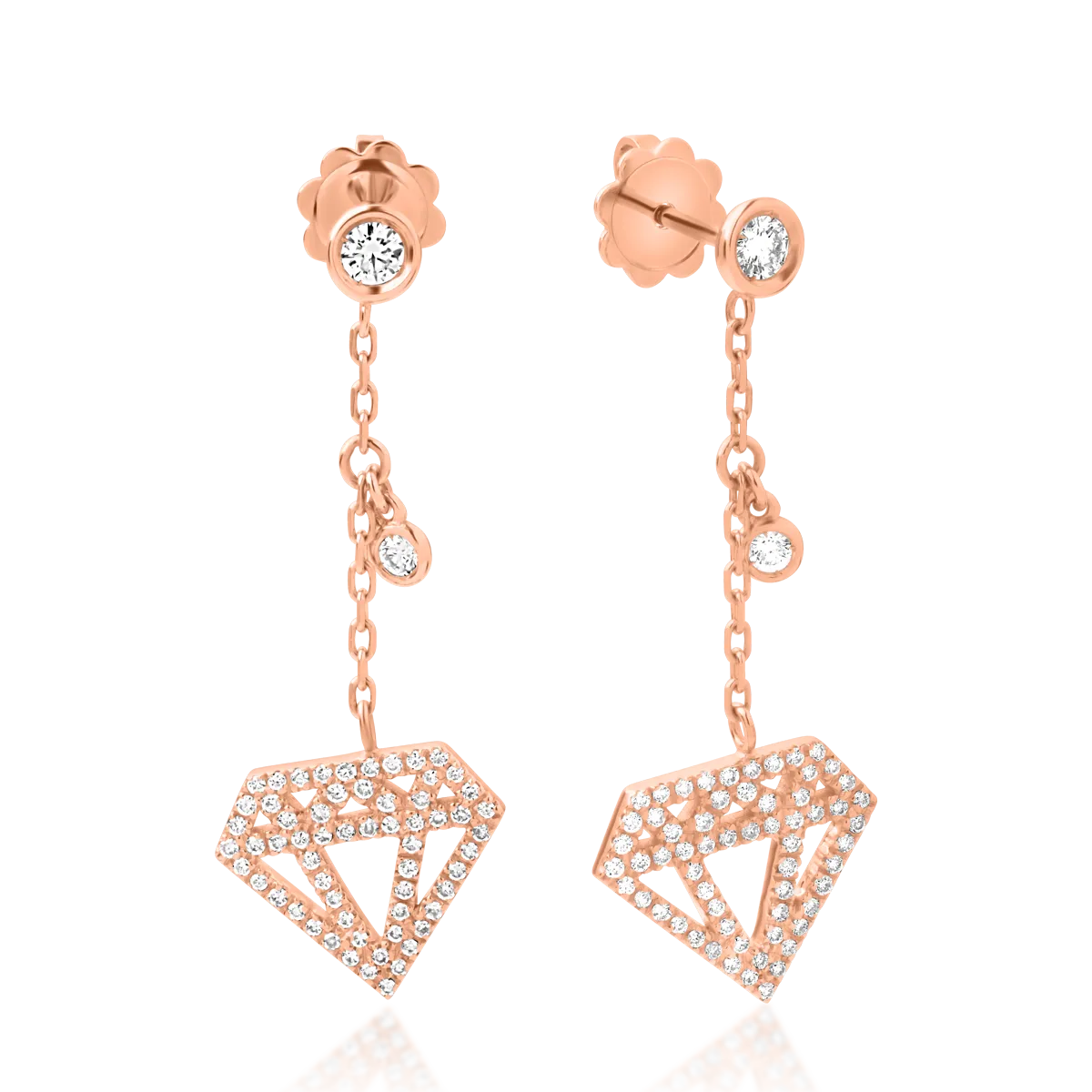 Teilor Cercei din aur roz cu diamante de 0.64ct