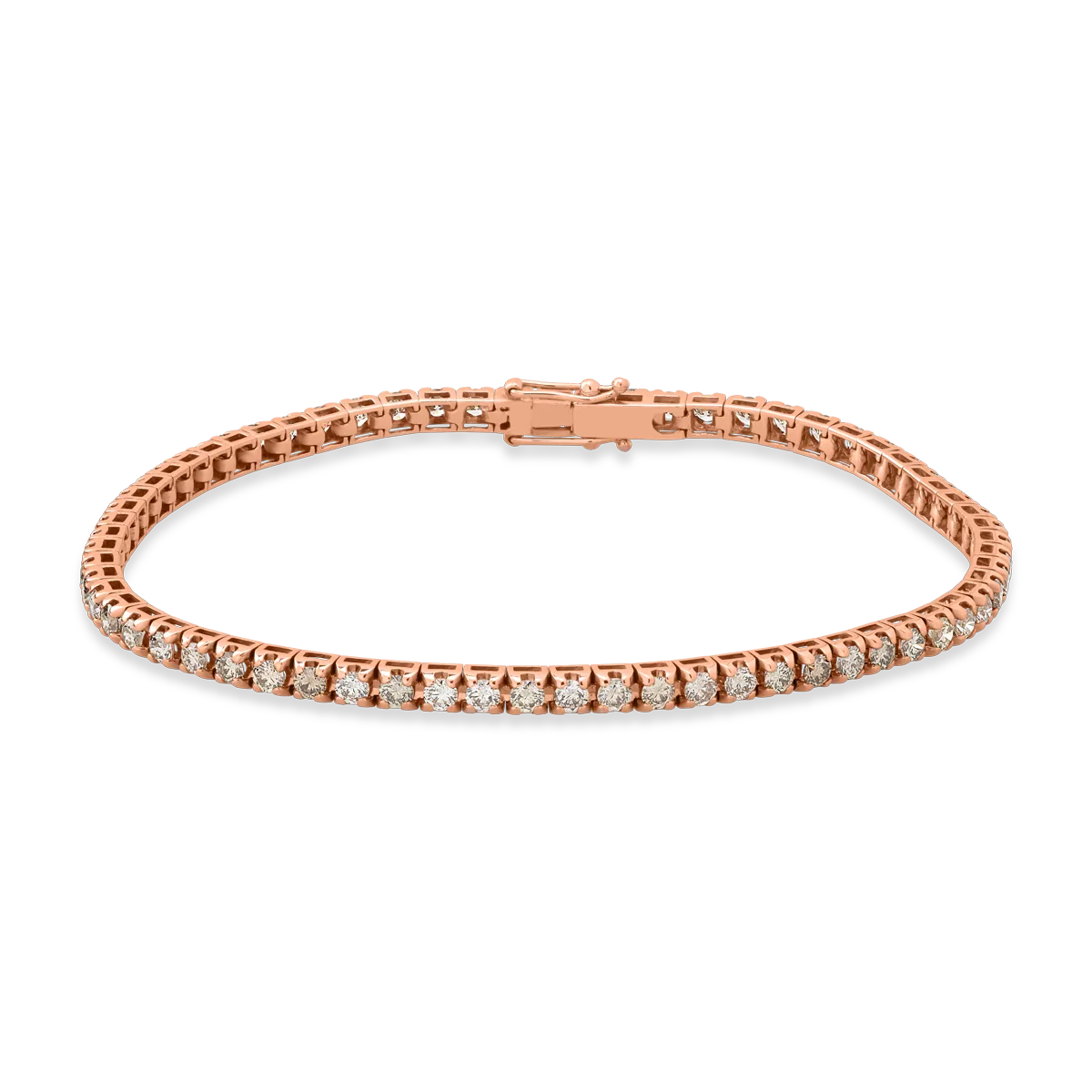 18K rose gold tennis bracelet with 4.85ct brown diamonds