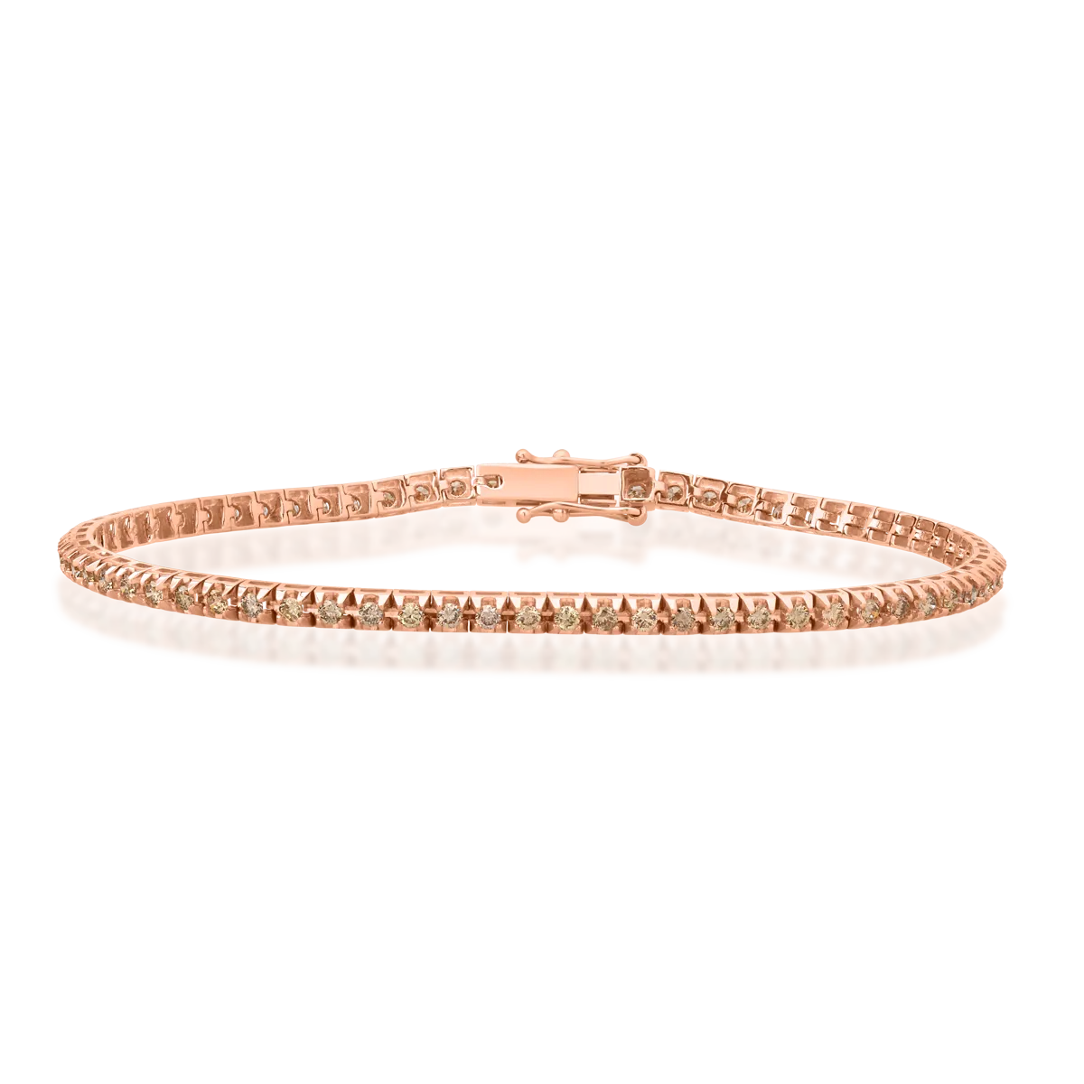 Тенис гривна от 18K розово злато с 1,4 карата кафяви диаманти