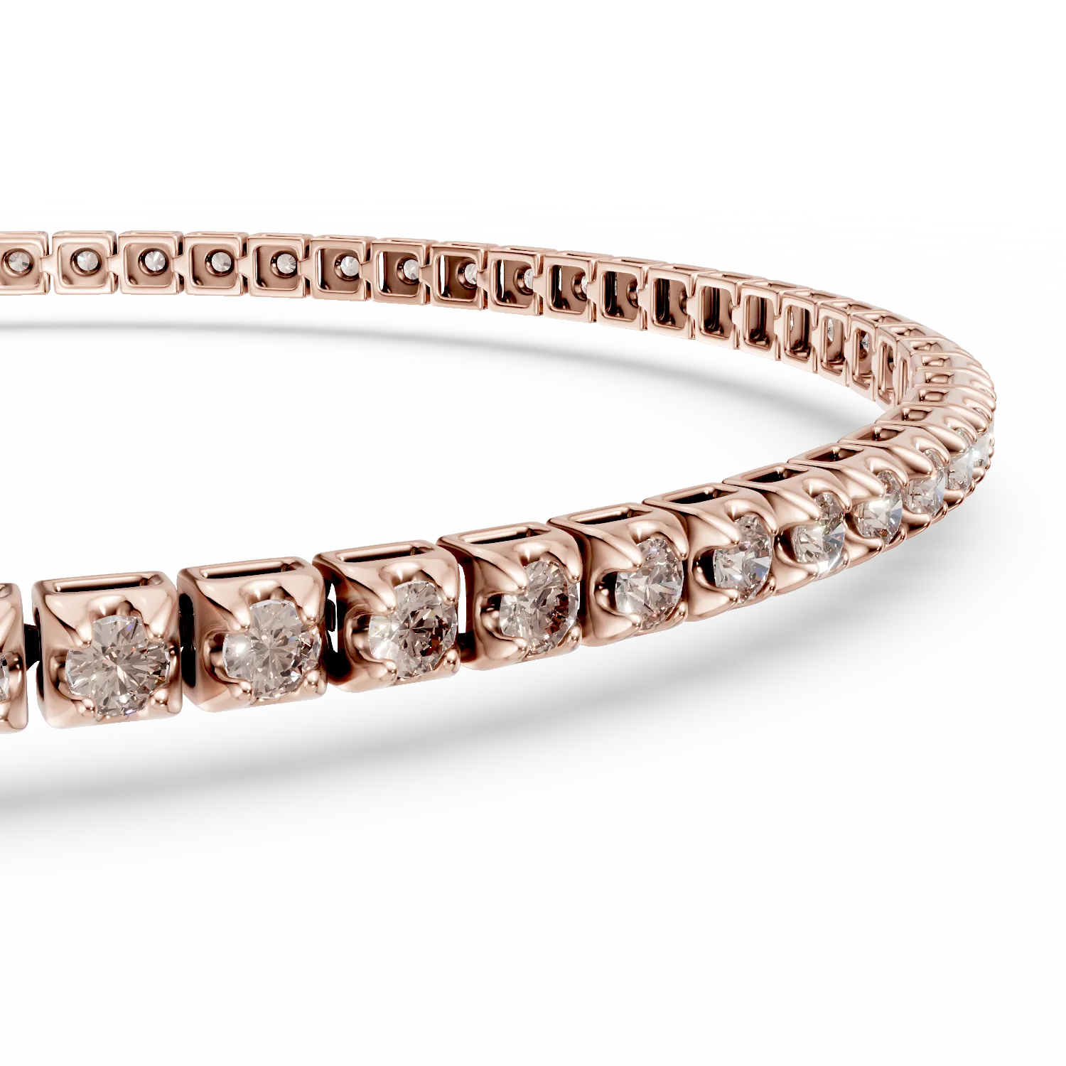 Тенис гривна от 18K розово злато с 1,5 карата кафяви диаманти