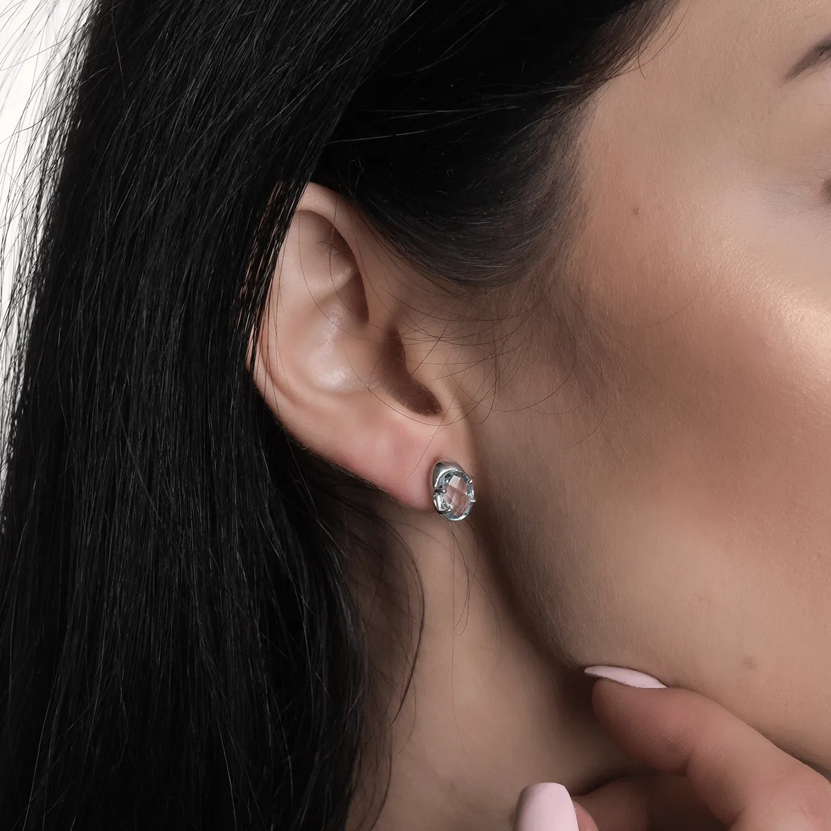 Обеци от бяло злато 14K