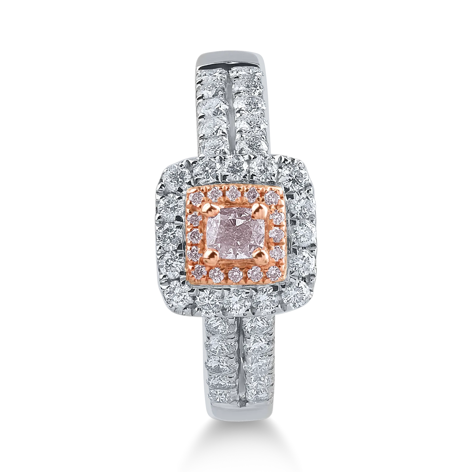 Пръстен от бяло розово злато с 0.49ct прозрачни диаманти и 0.21ct розови диаманти