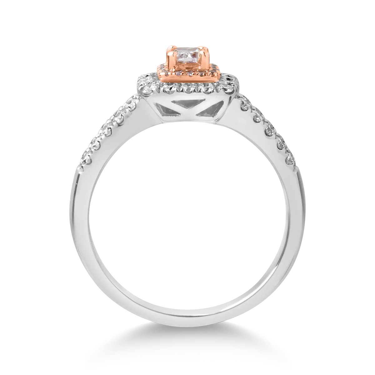 Пръстен от бяло розово злато с 0.49ct прозрачни диаманти и 0.21ct розови диаманти