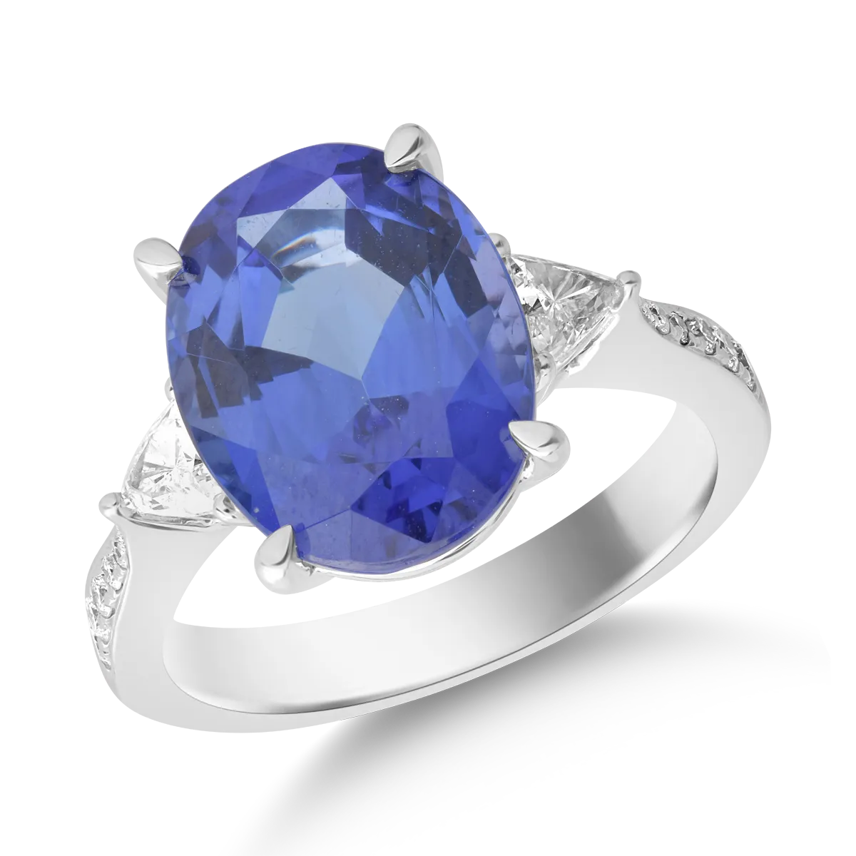Teilor Inel din aur alb cu tanzanit oval de 6.5ct si diamante de 0.4ct