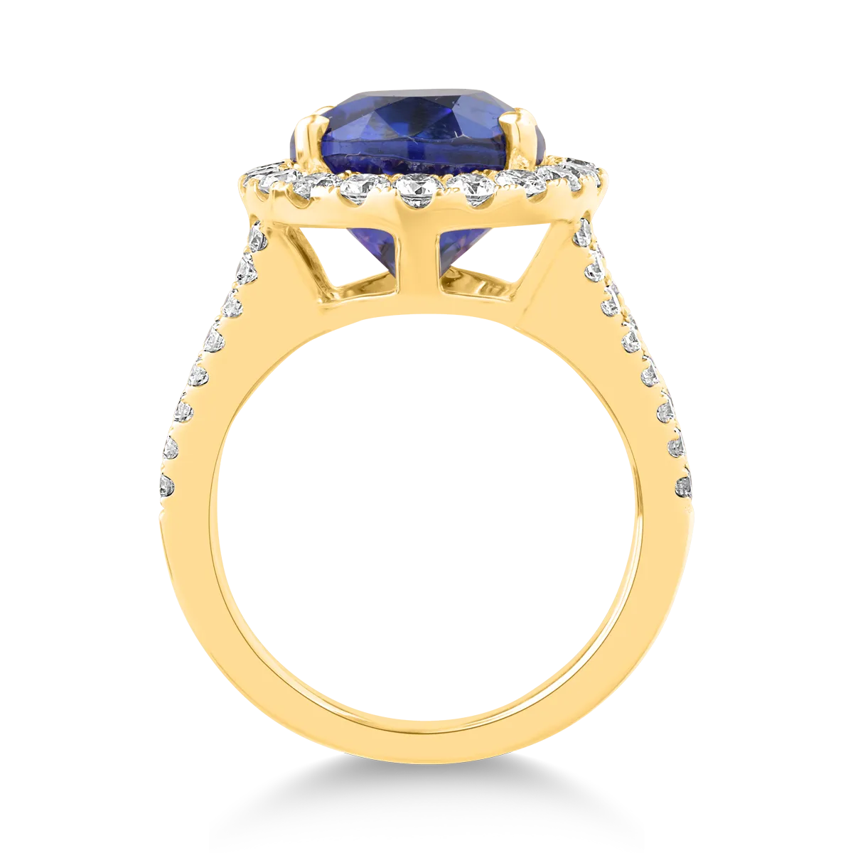 Inel din aur galben de 18K cu tanzanit de 8.63ct si diamante de 1.27ct