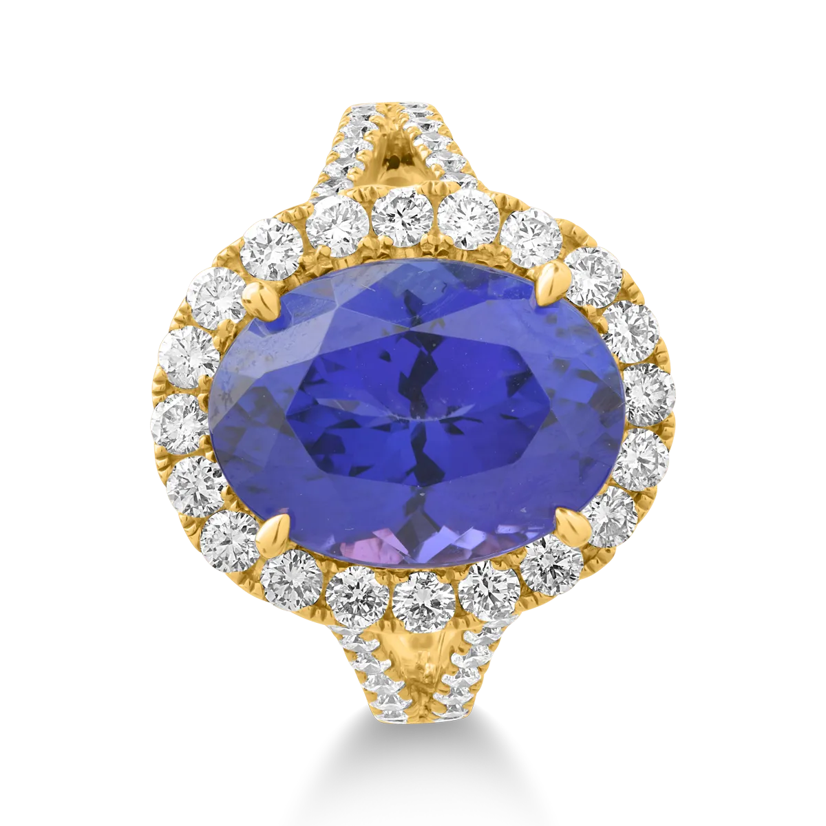 Inel din aur galben de 18K cu tanzanit de 8.63ct si diamante de 1.27ct